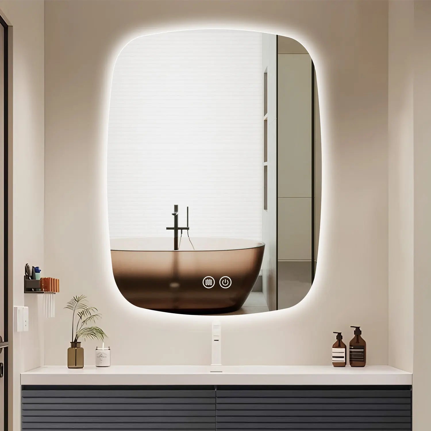 Aquamoon 5399 LED Bathroom Mirror 24" x 31" Wall Mounted With Bottom Front Touch On/Off Switch 6000K High Lumen (Copy) (Copy)