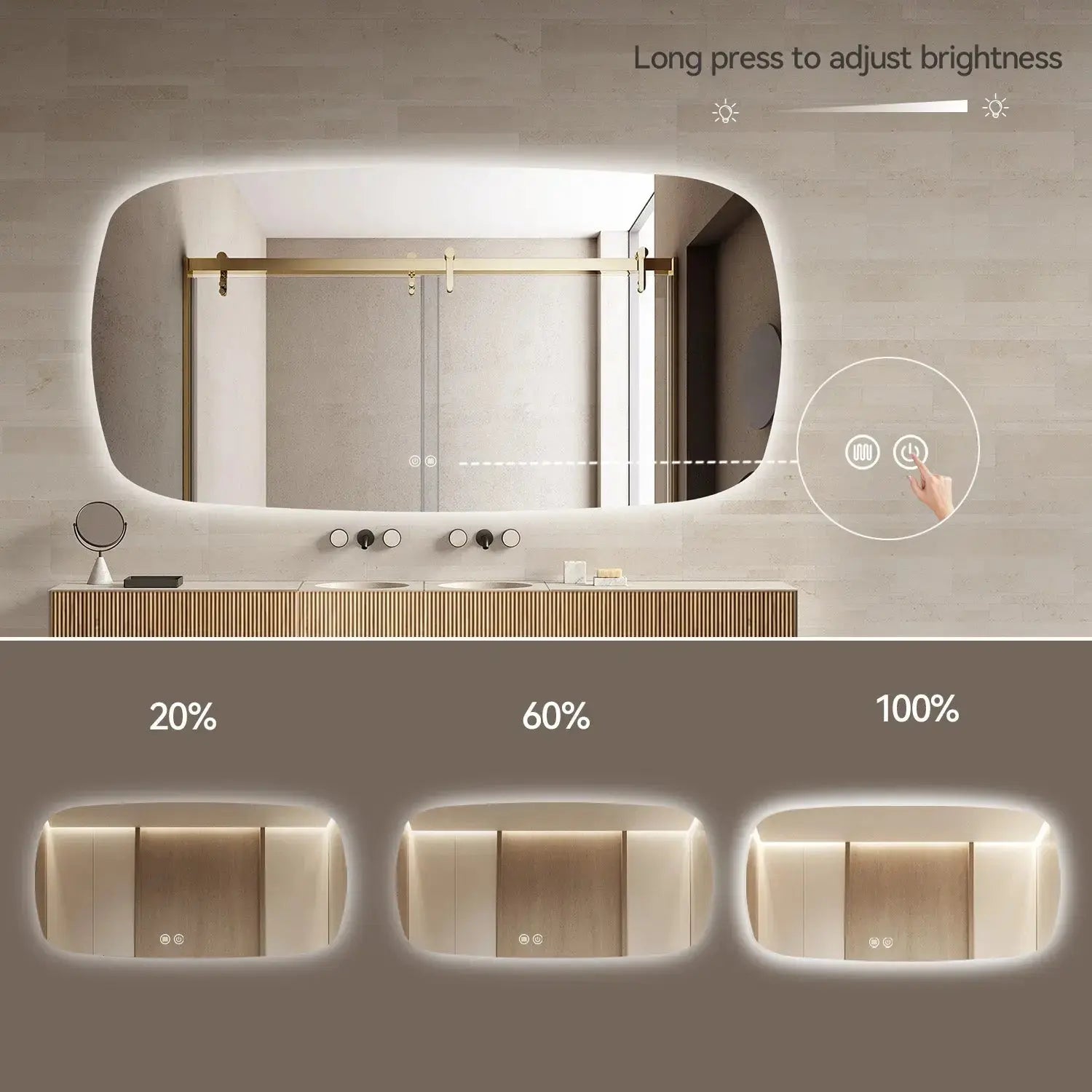 Aquamoon 5399 LED Bathroom Mirror 72" x 36" Wall Mounted With Bottom Front Touch On/Off Switch 6000K High Lumen (Copy) (Copy) (Copy)