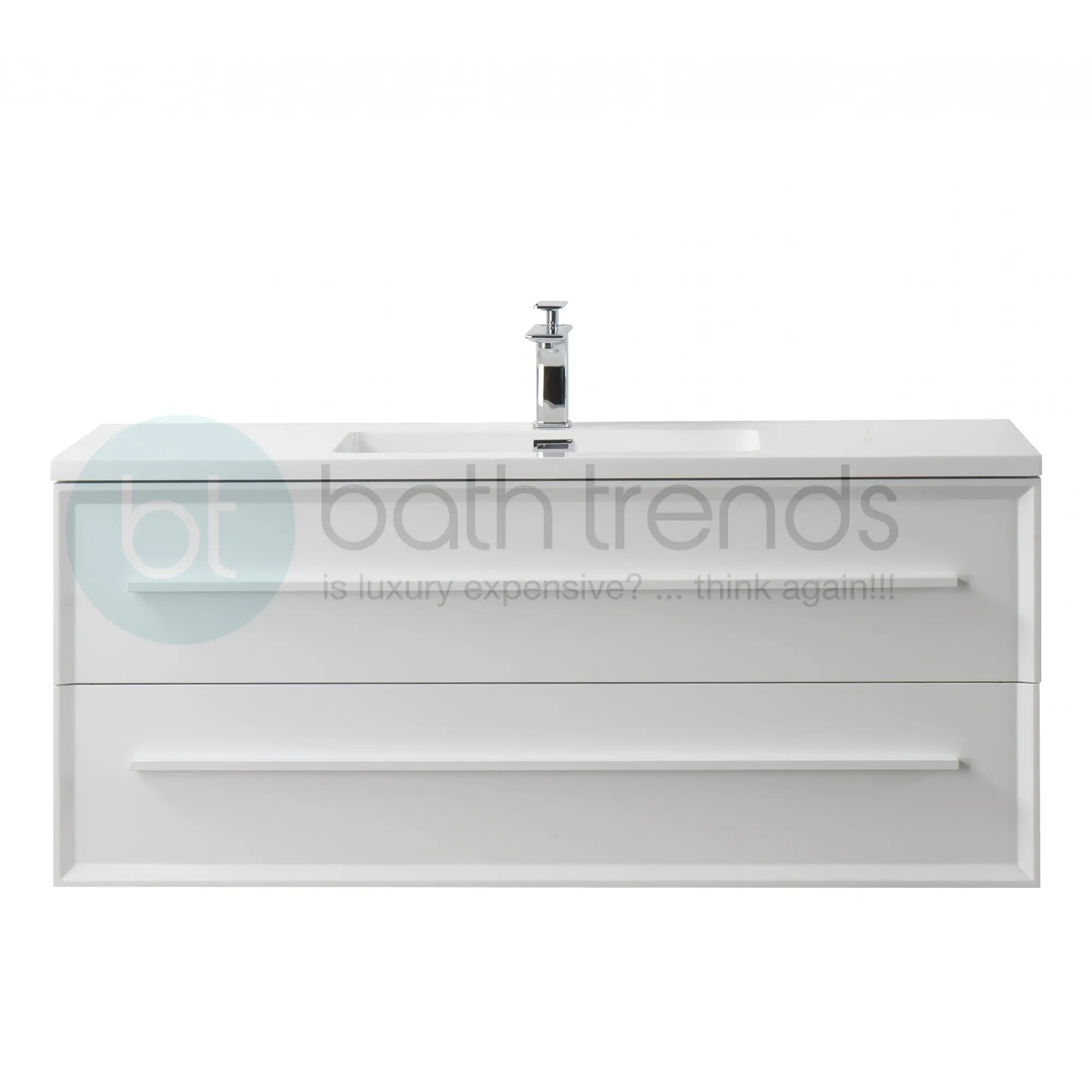 Ibiza 47.5 White Cabinet, Square Cultured Marble Sink, Wall Mounted Modern Vanity Set