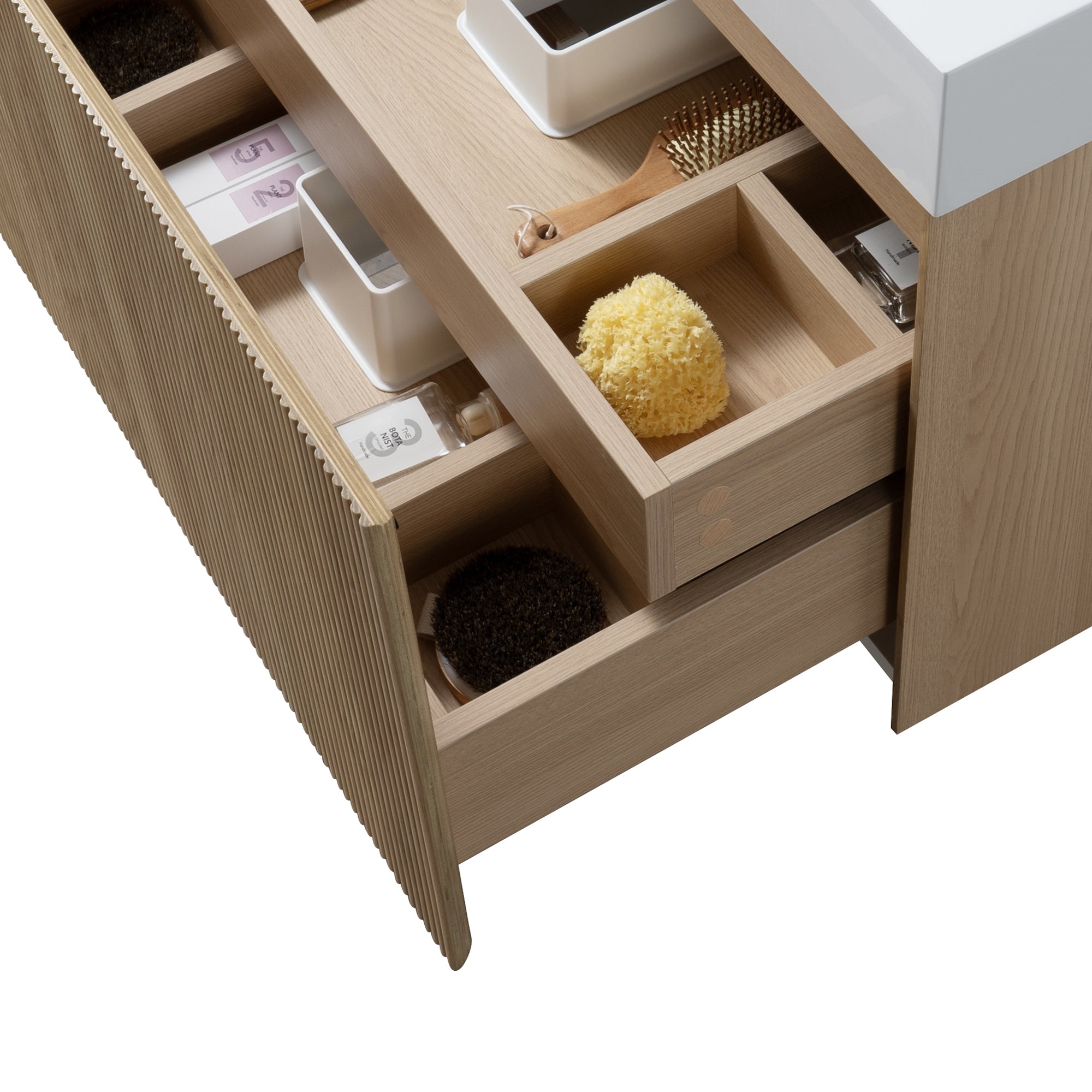 Miami 39.5 Natural Oak Cabinet, infinity Cultured Marble Sink, Wall Mounted Modern Vanity Set