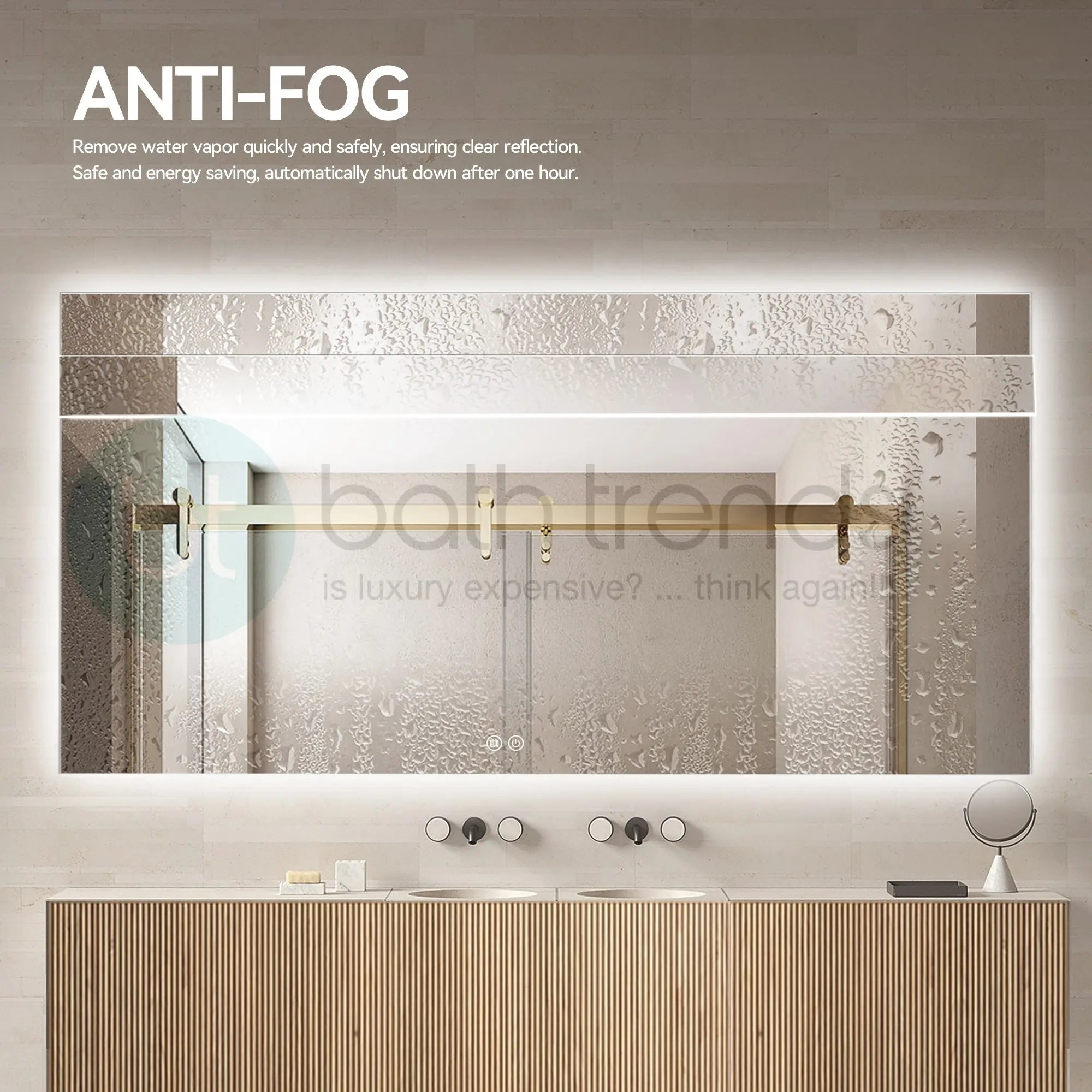 Aquamoon 8399 LED Bathroom Mirror 72" x 36" Wall Mounted With Bottom Front Touch On/Off Switch 6000K High Lumen (Copy)