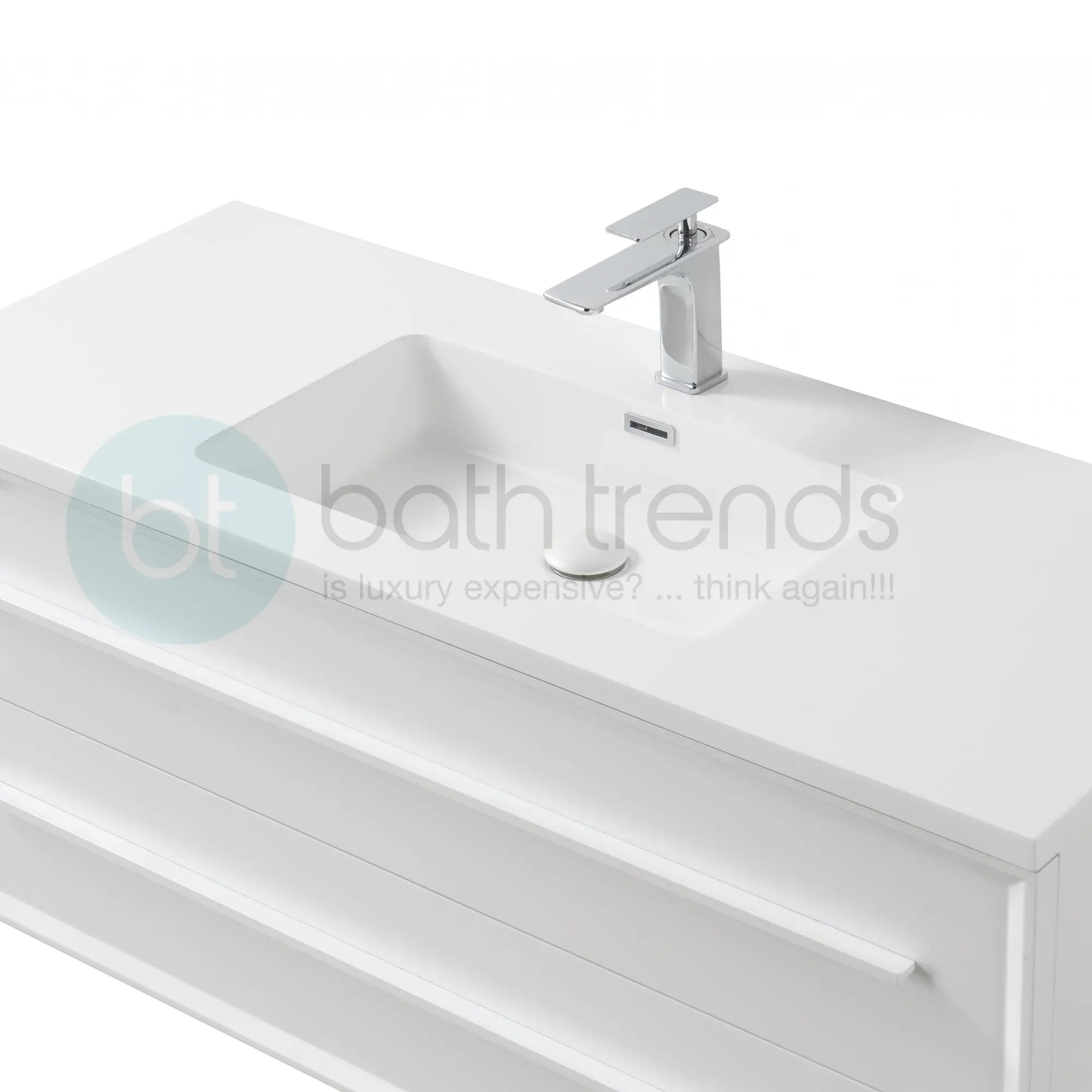 Ibiza 47.5 White Cabinet, Square Cultured Marble Sink, Wall Mounted Modern Vanity Set