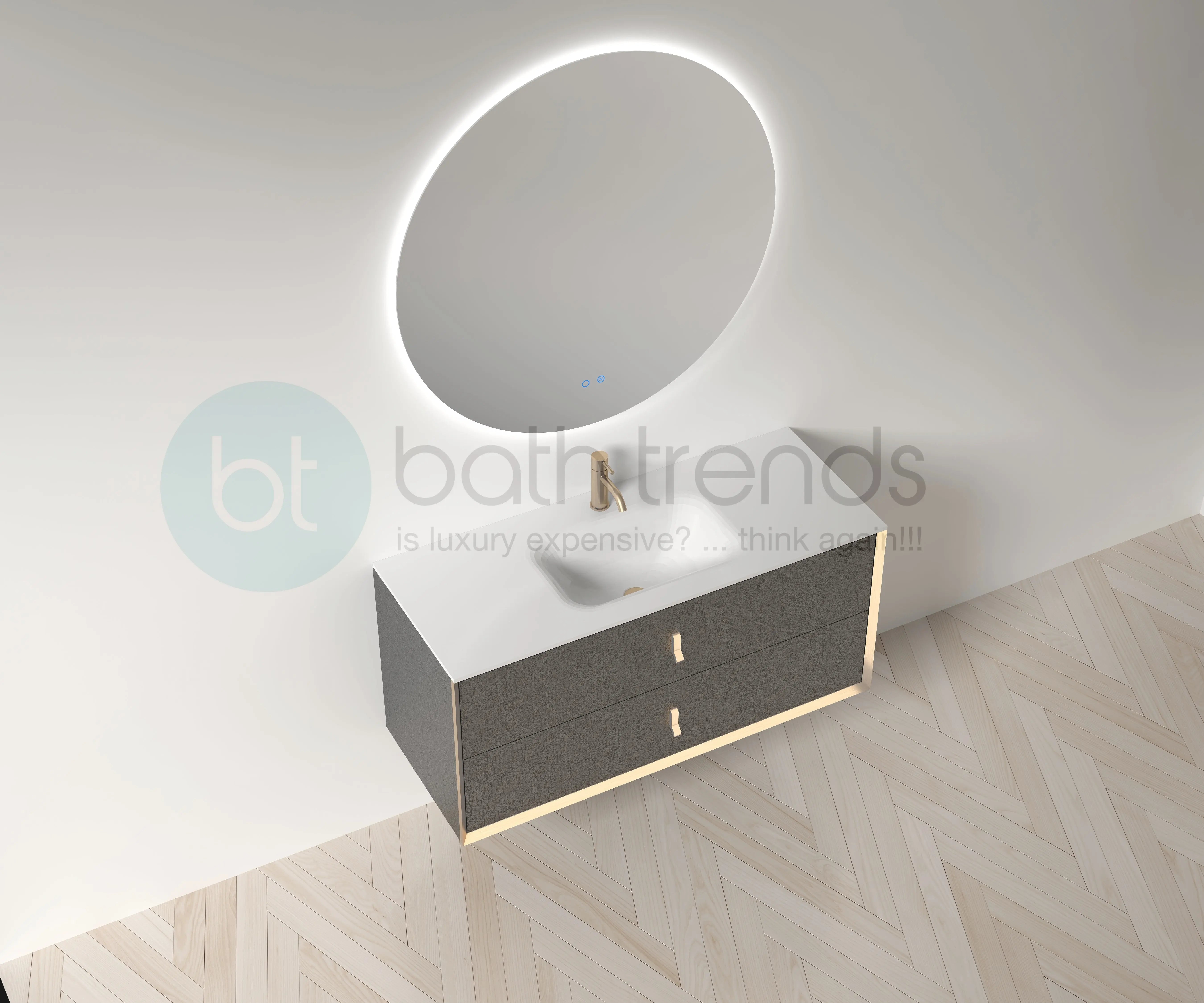 Etna 47.5 Black Stainless Steel Cabinet, with white glass counter top , Wall Mounted Modern Vanity Set