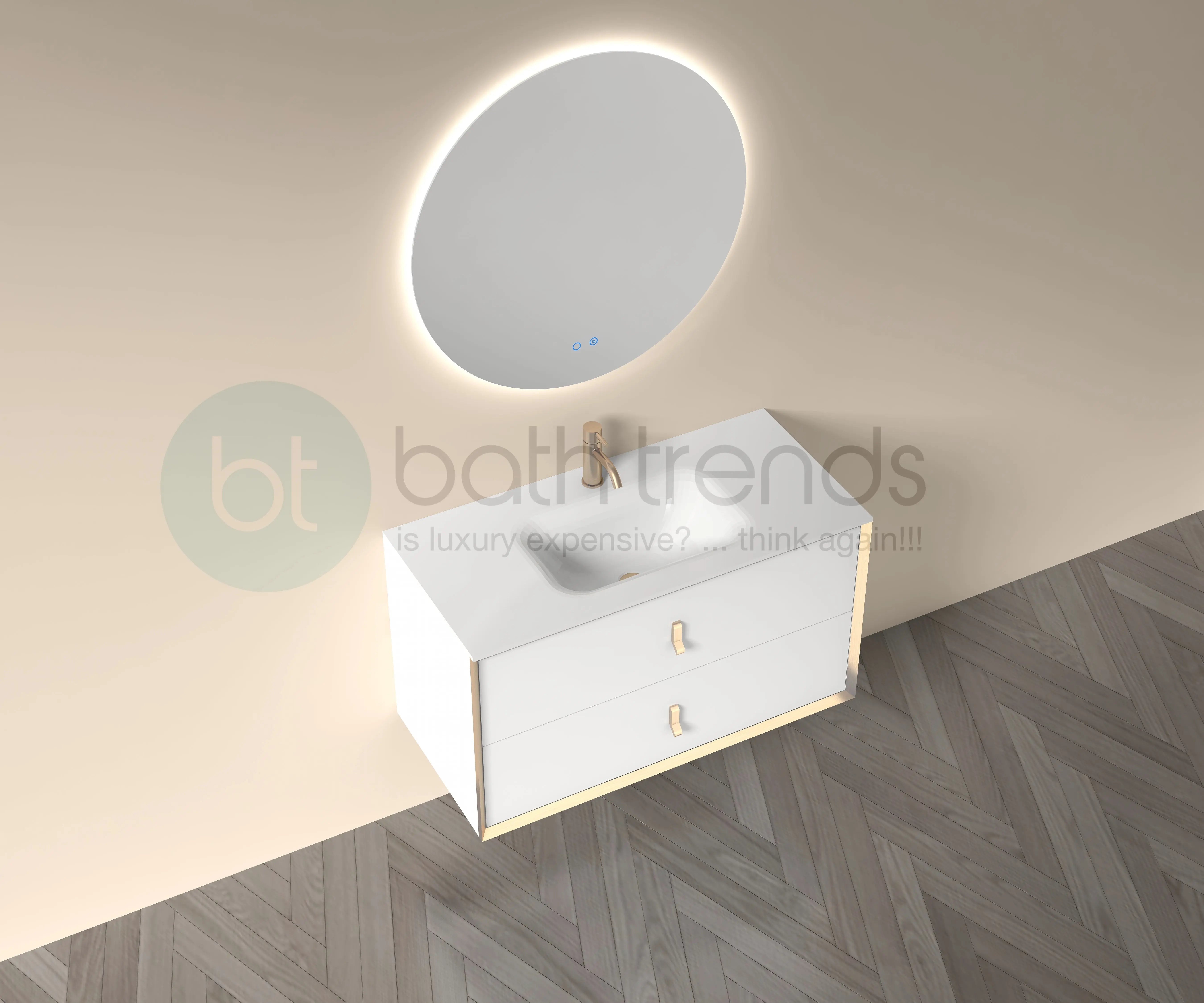 Etna 39.5 White Stainless Steel Cabinet, with white glass counter top , Wall Mounted Modern Vanity Set