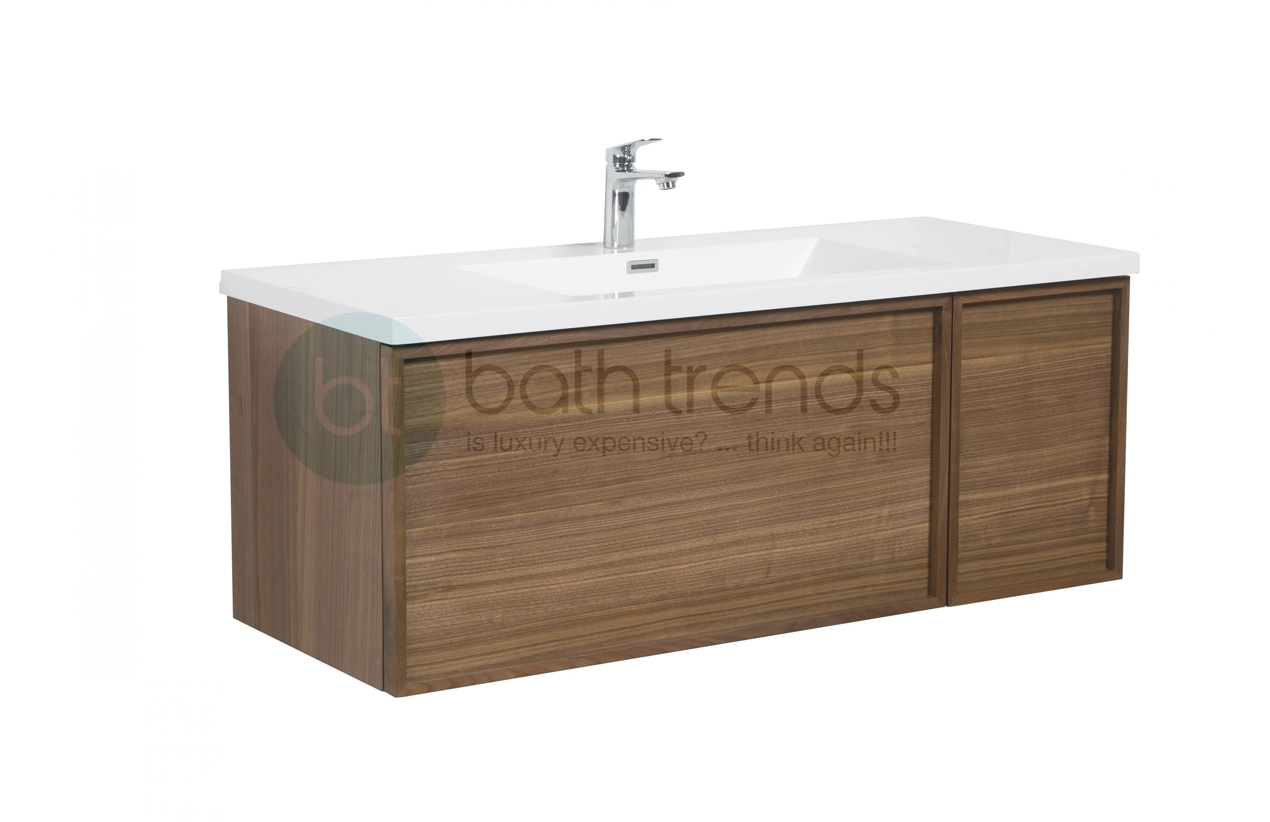 Hera 47.5 Natural Oak Cabinet, Square Cultured Marble Sink, Wall Mounted Modern Vanity Set Square Cultured Marble