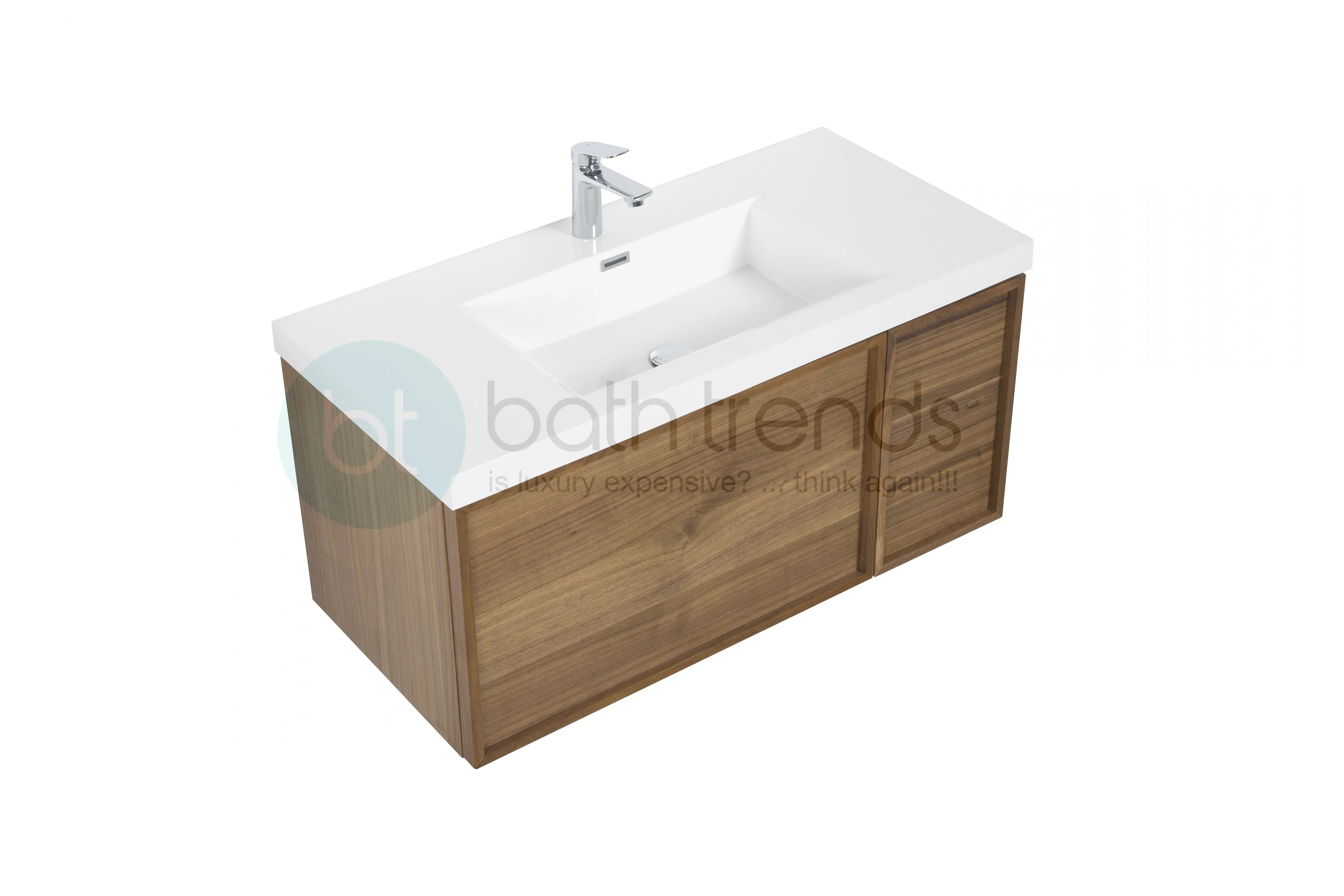 Hera 39.5 Natural Oak Cabinet, Square Cultured Marble Sink, Wall Mounted Modern Vanity Set