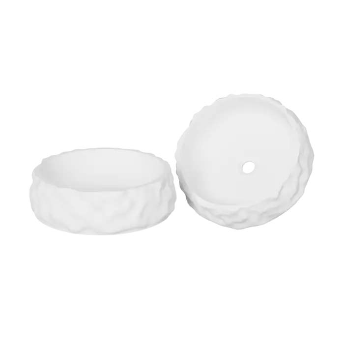 Aquamoon 3001 White Modern Round Vessel Solid Surface Sink 18.1 x 18.1 x 5.5