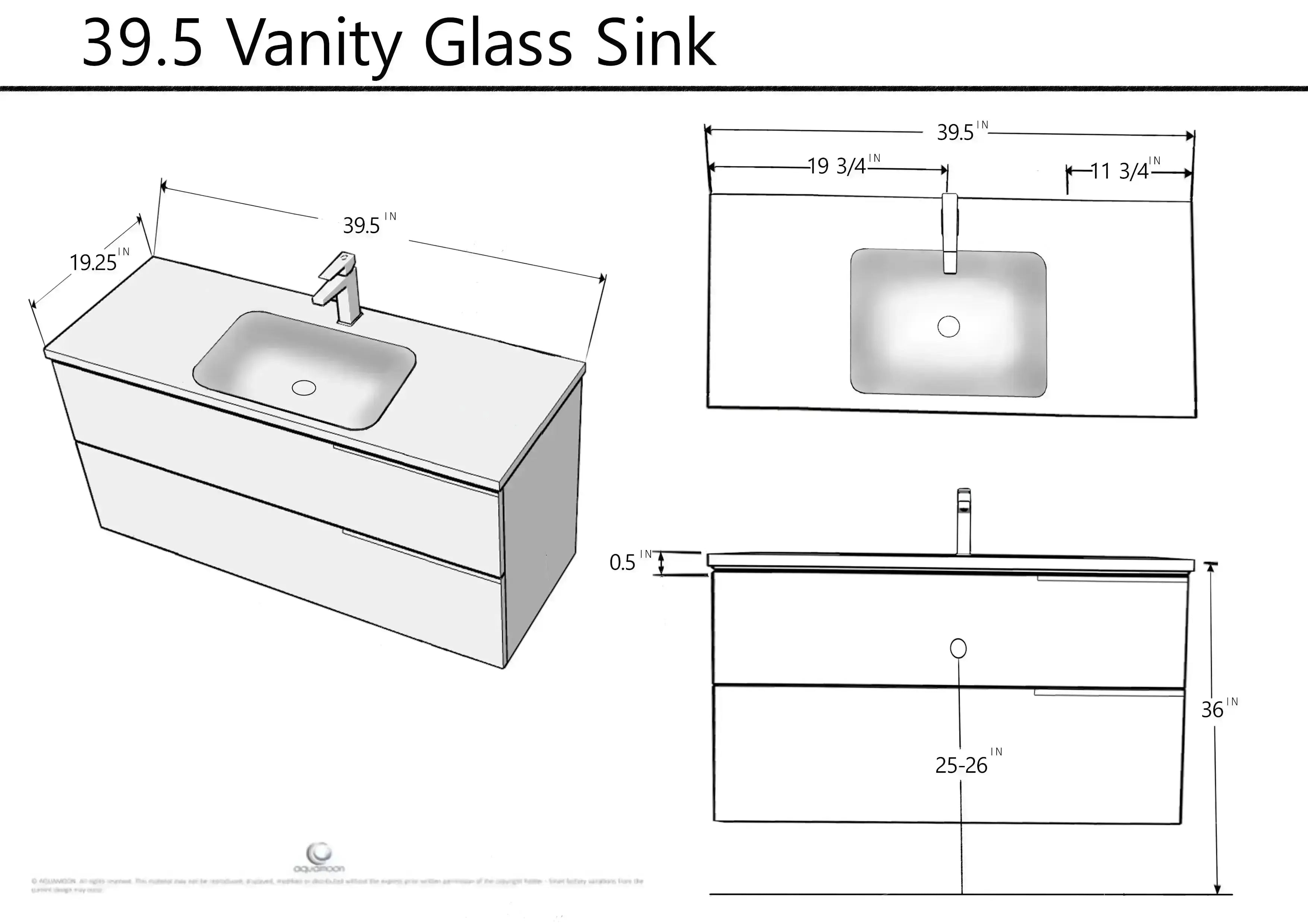 Mallorca 39.5 Matte White Cabinet, White Tempered Glass Sink, Wall Mounted Modern Vanity Set Bath Trends USA