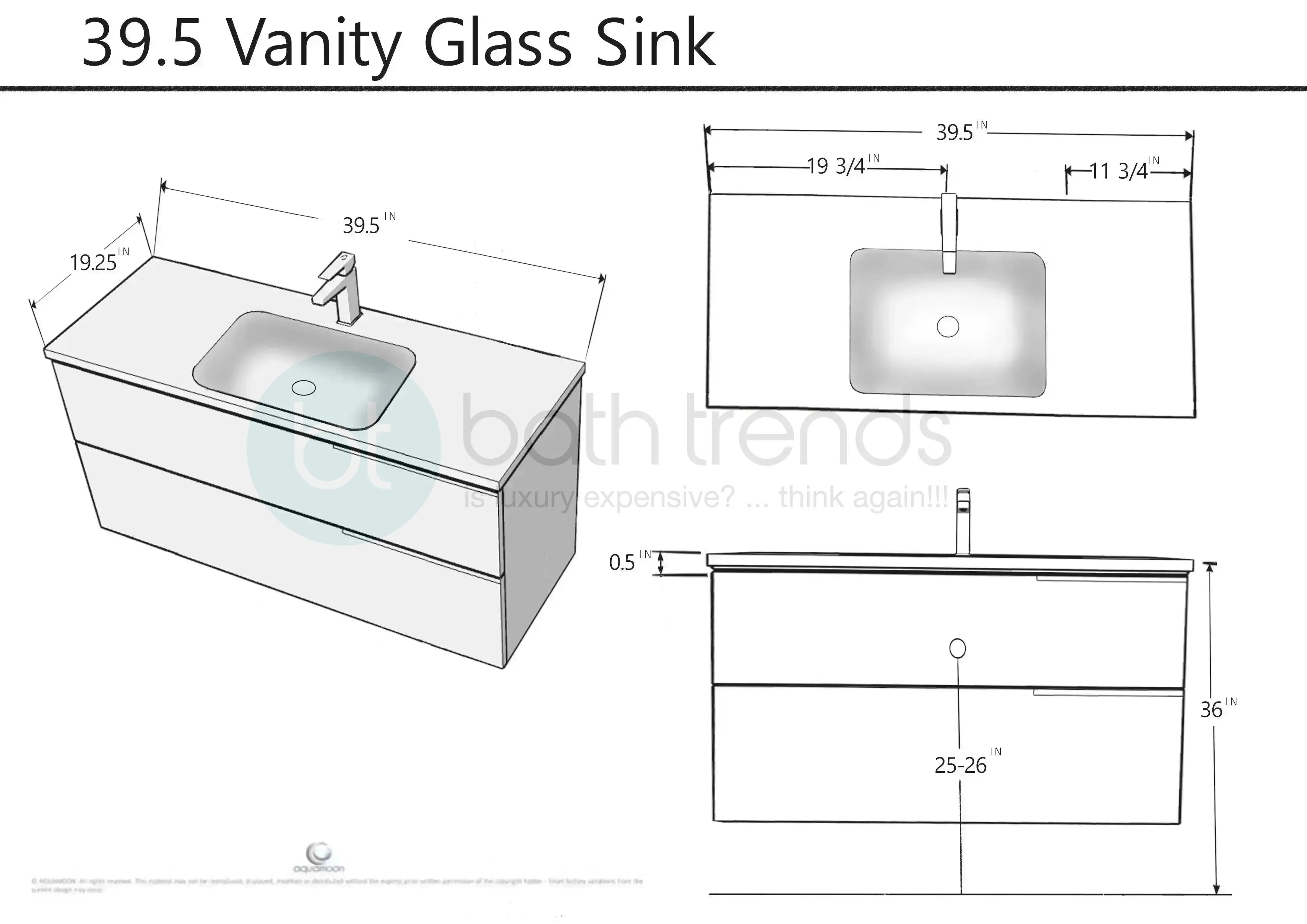 Mallorca 39.5 Matte White Cabinet, White Tempered Glass Sink, Wall Mounted Modern Vanity Set Bath Trends USA