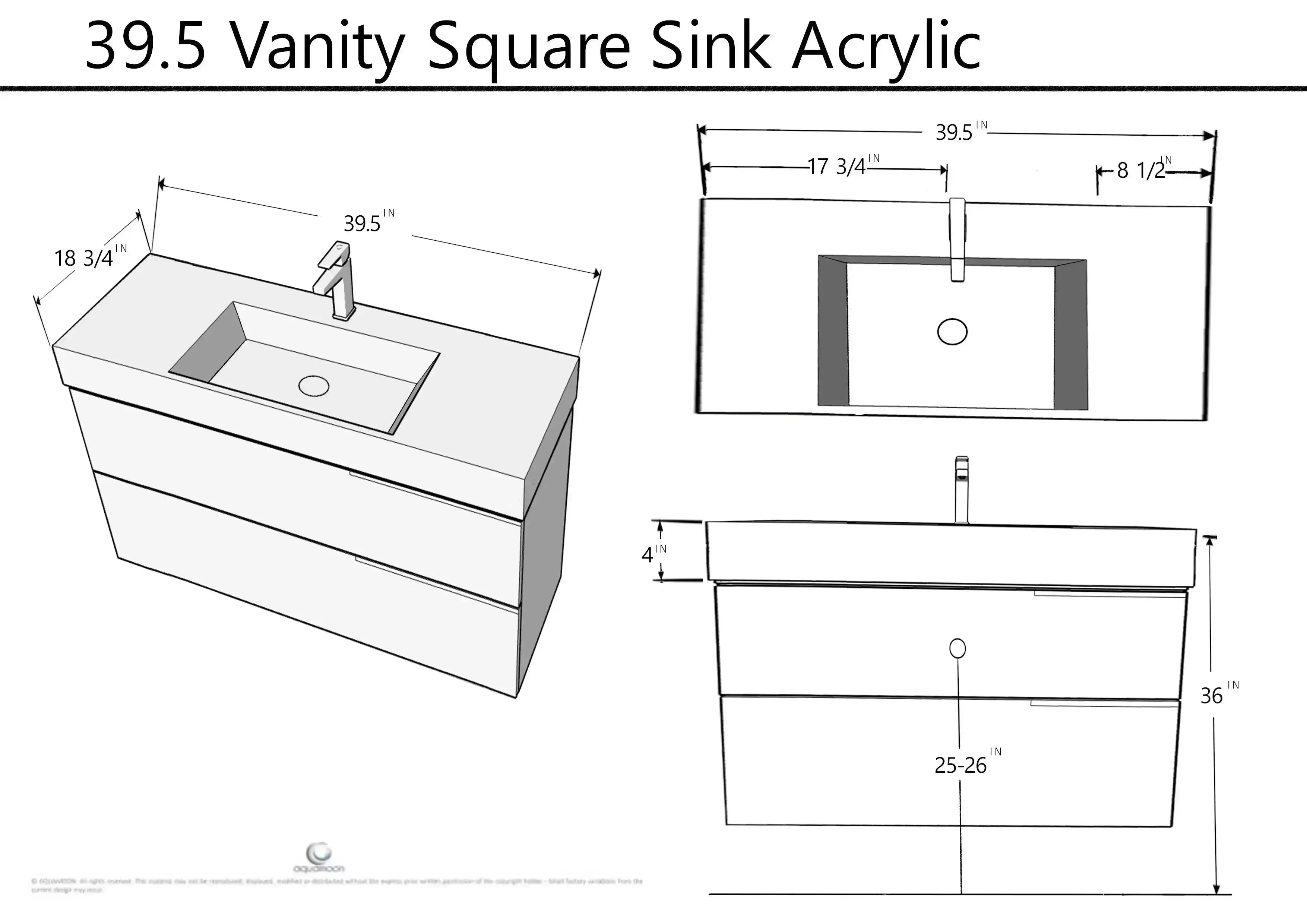 Mallorca 39.5 Matte White Cabinet, Square Cultured Marble Sink, Wall Mounted Modern Vanity Set Bath Trends USA