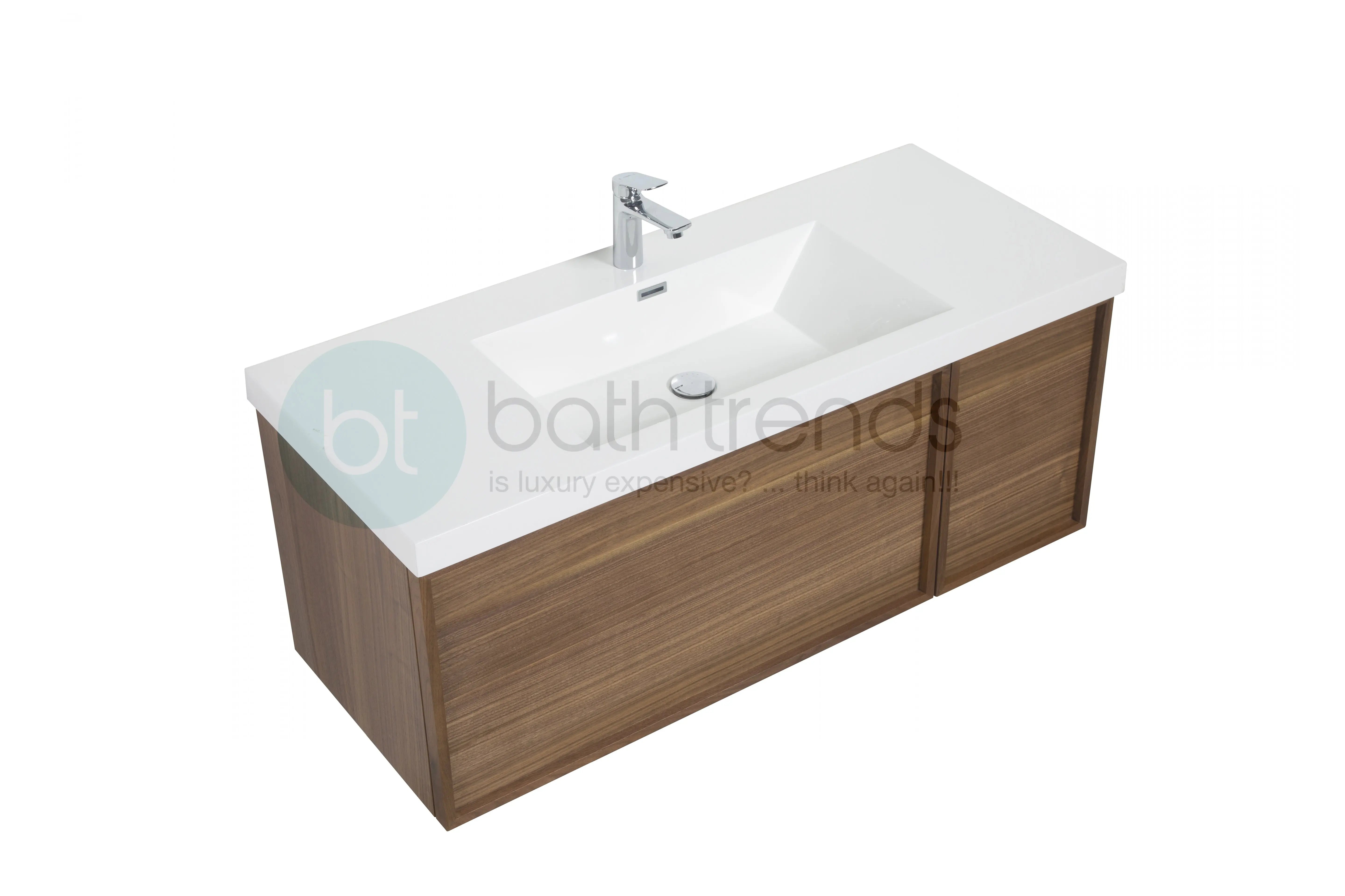 Hera 47.5 Natural Oak Cabinet, Square Cultured Marble Sink, Wall Mounted Modern Vanity Set Square Cultured Marble
