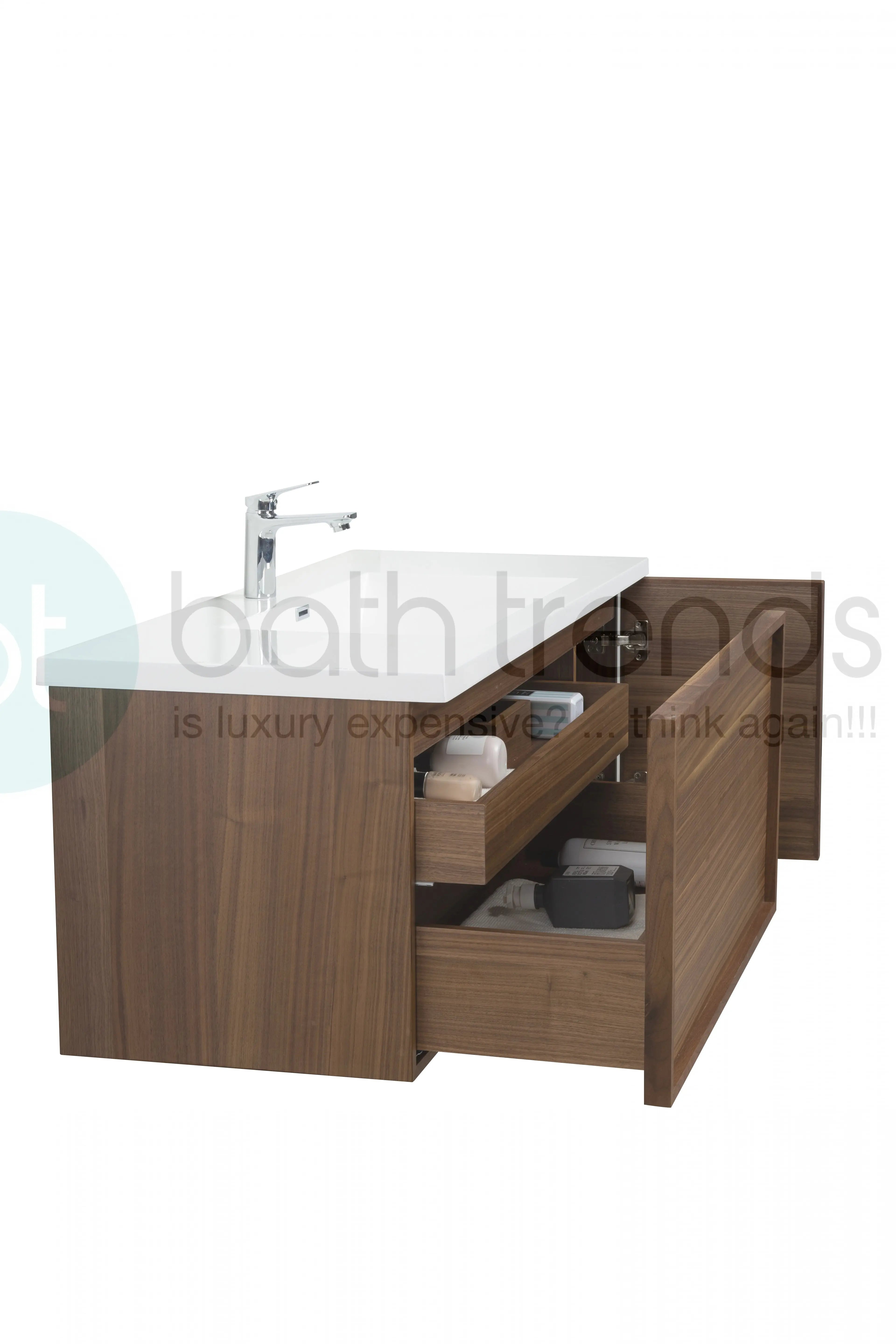 Hera 47.5 Natural Oak Cabinet, Square Cultured Marble Sink, Wall Mounted Modern Vanity Set Square Cultured Marble