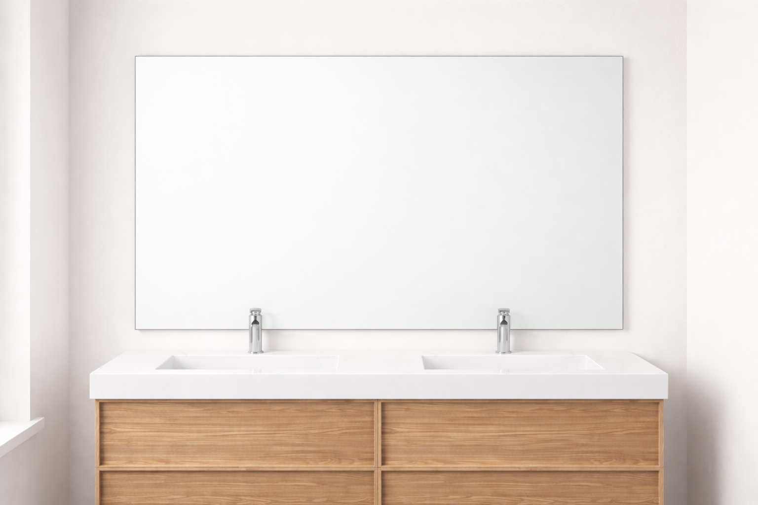 Frameless Bathroom Mirror – Modern Rectangular Vanity Mirror 60x36