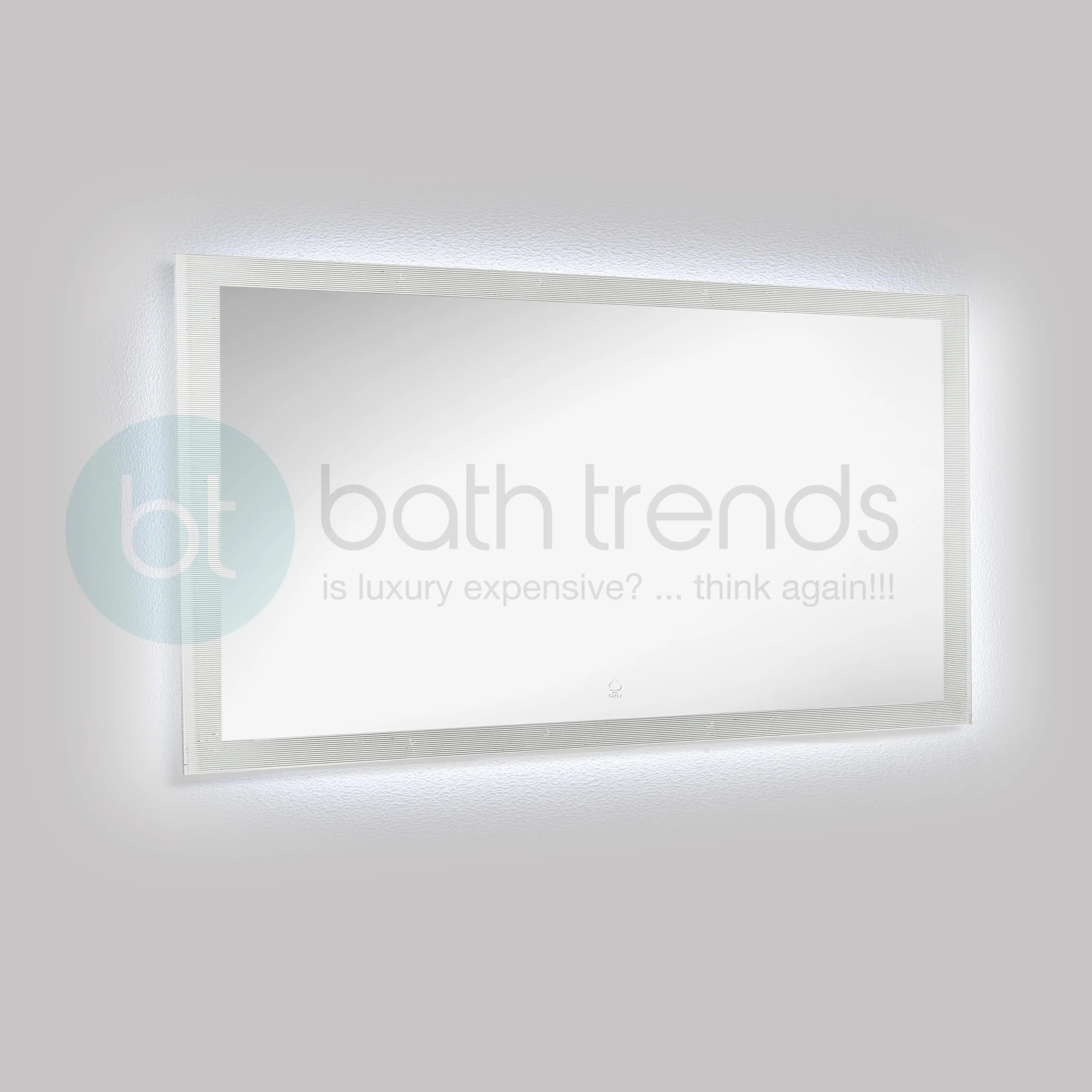 Aquamoon Icon 60 LED Mirror With Front Touch On/Off Bottom, Decorative Trim Design With Back Illumination 60W x 36H