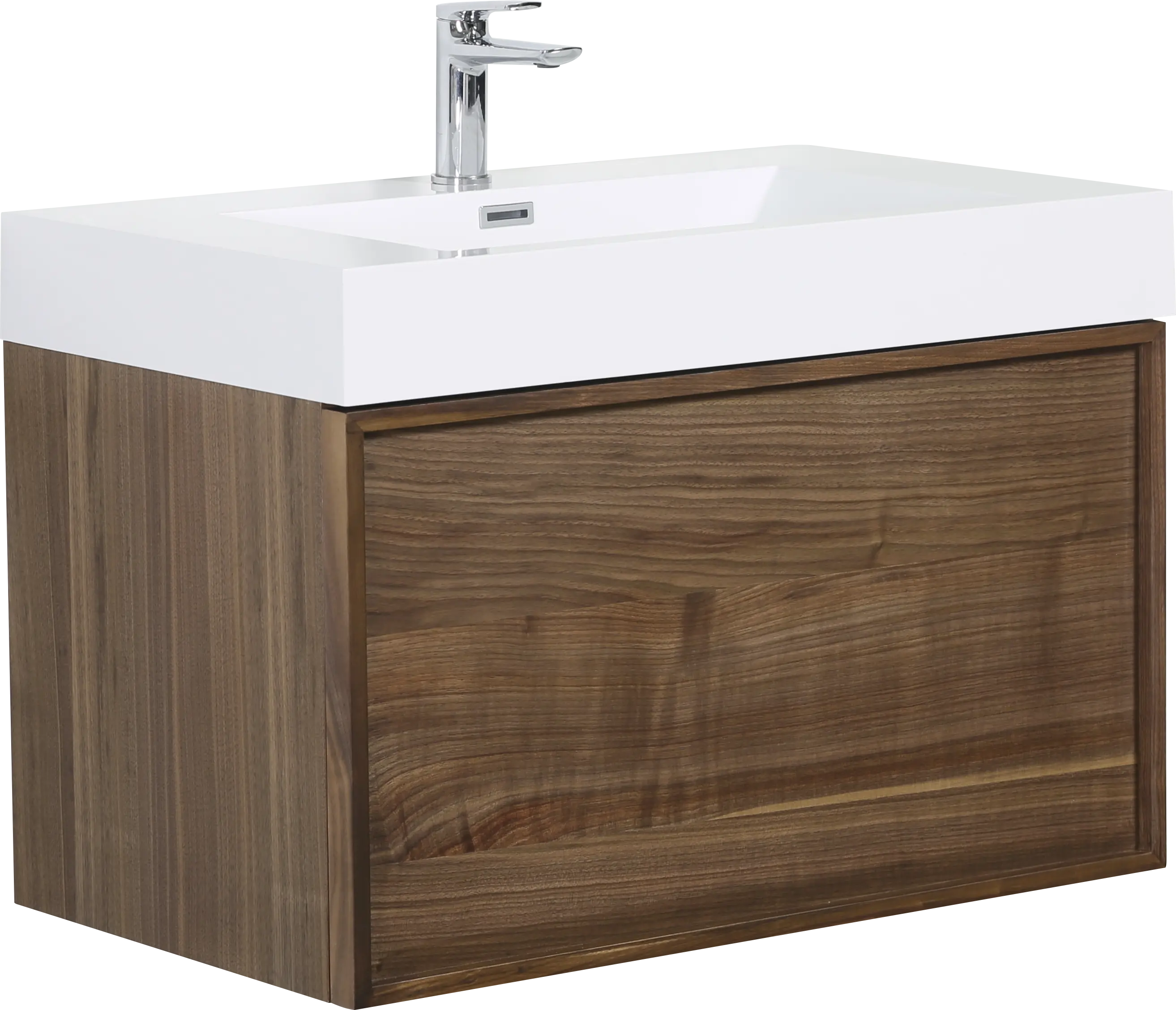 Hera 31.5 Natural Oak Cabinet, Square Cultured Marble Sink, Wall Mounted Modern Vanity Set