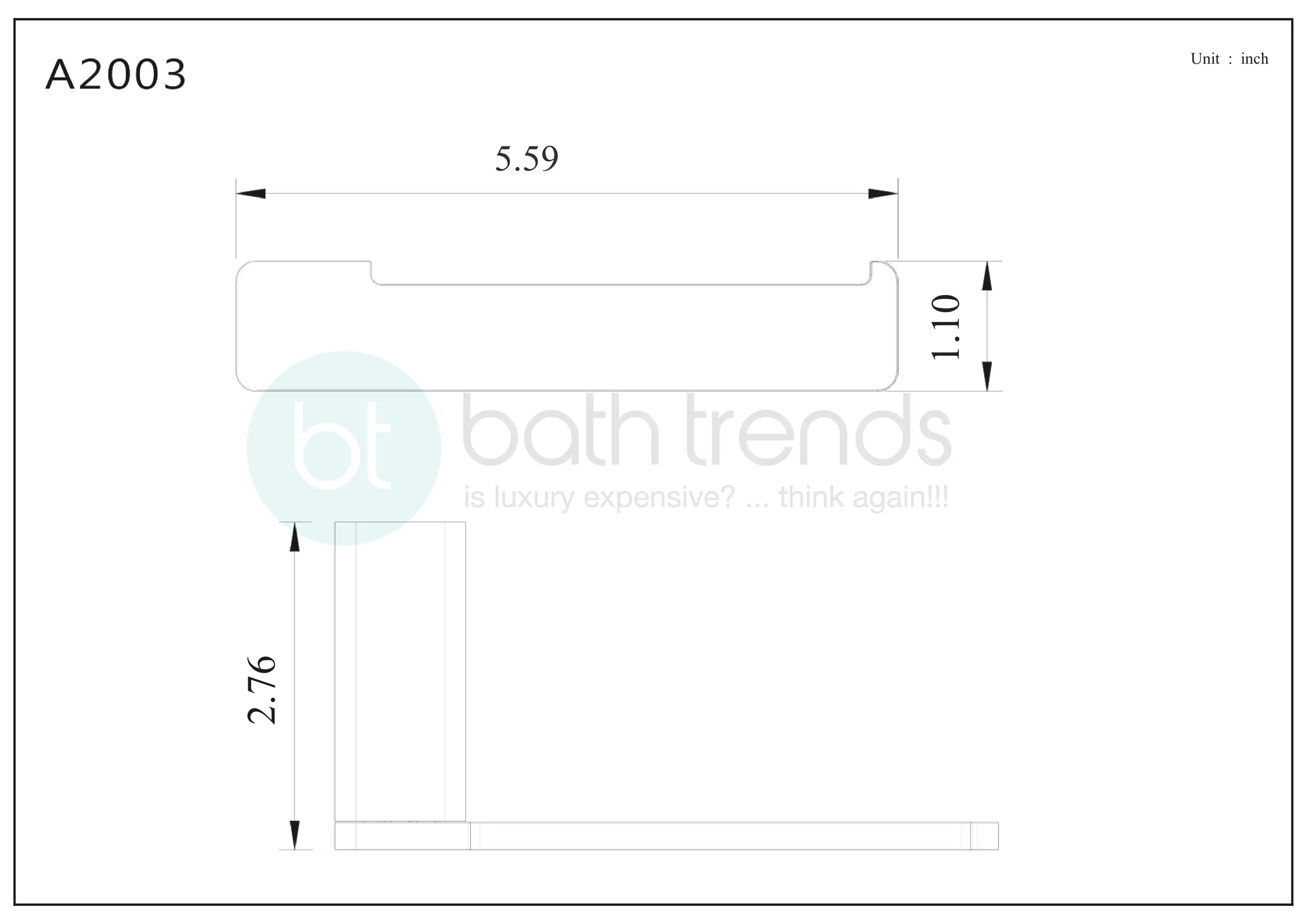 Aquamoon A20 Toilet Paper Holder 5.5" Wall Mounted Accessory Brushed Nickel Finish