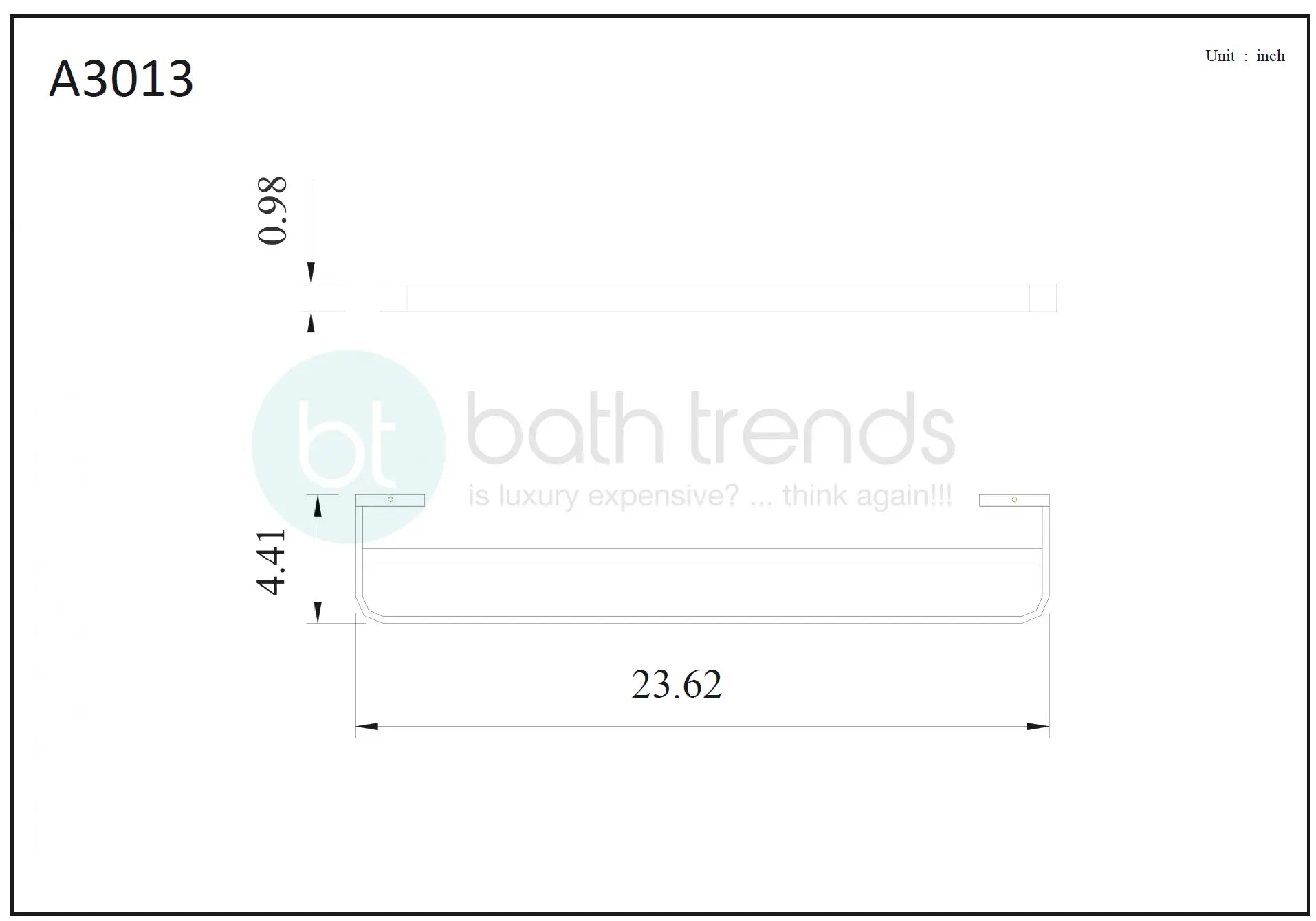 Aquamoon A30 Dual Towel Bar 24" Wall Mounted Accessory Brushed Nickel Finish