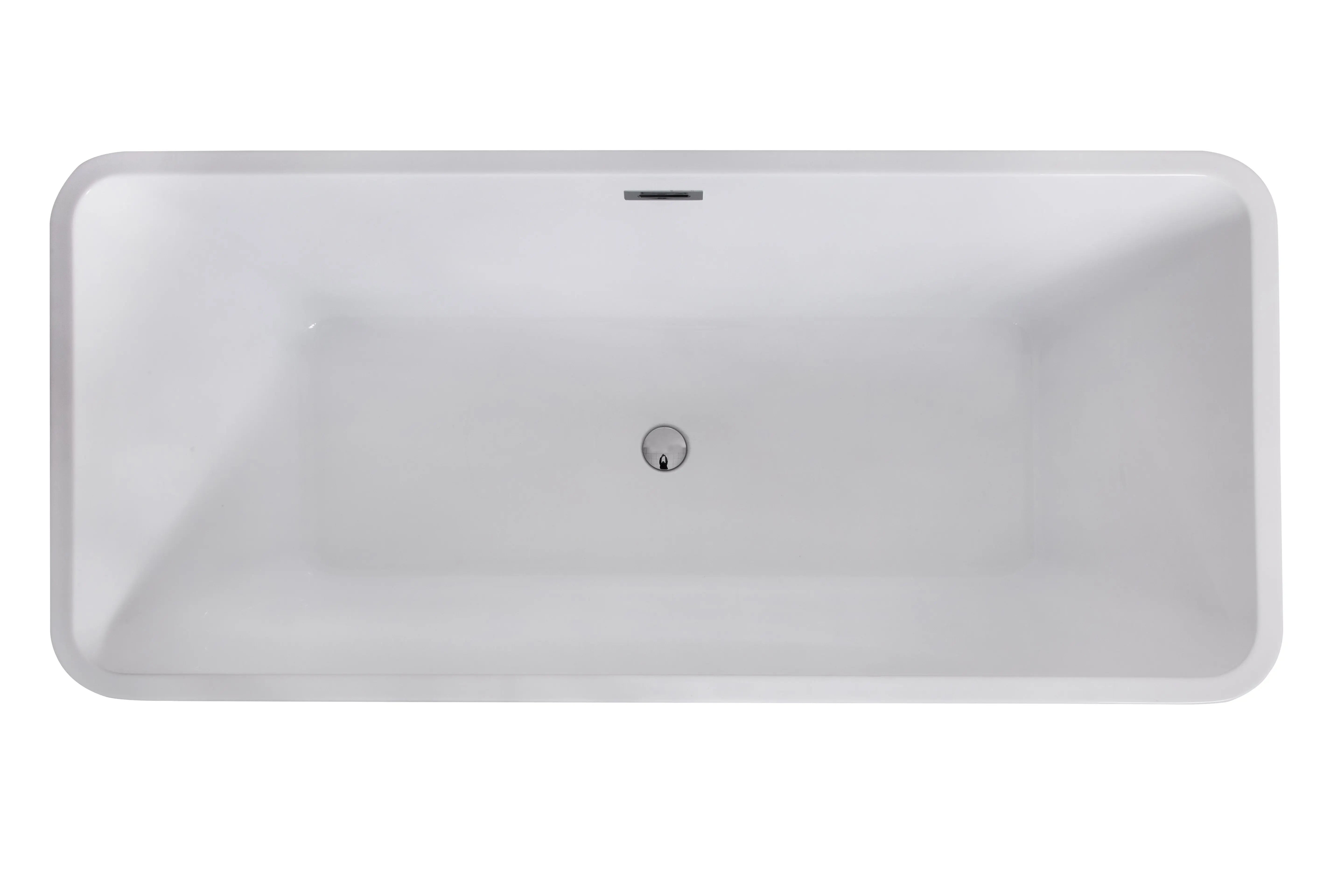 Harmony Bathtub 67 White Acrylic Freestanding Soaker, Center Drain And Overflow