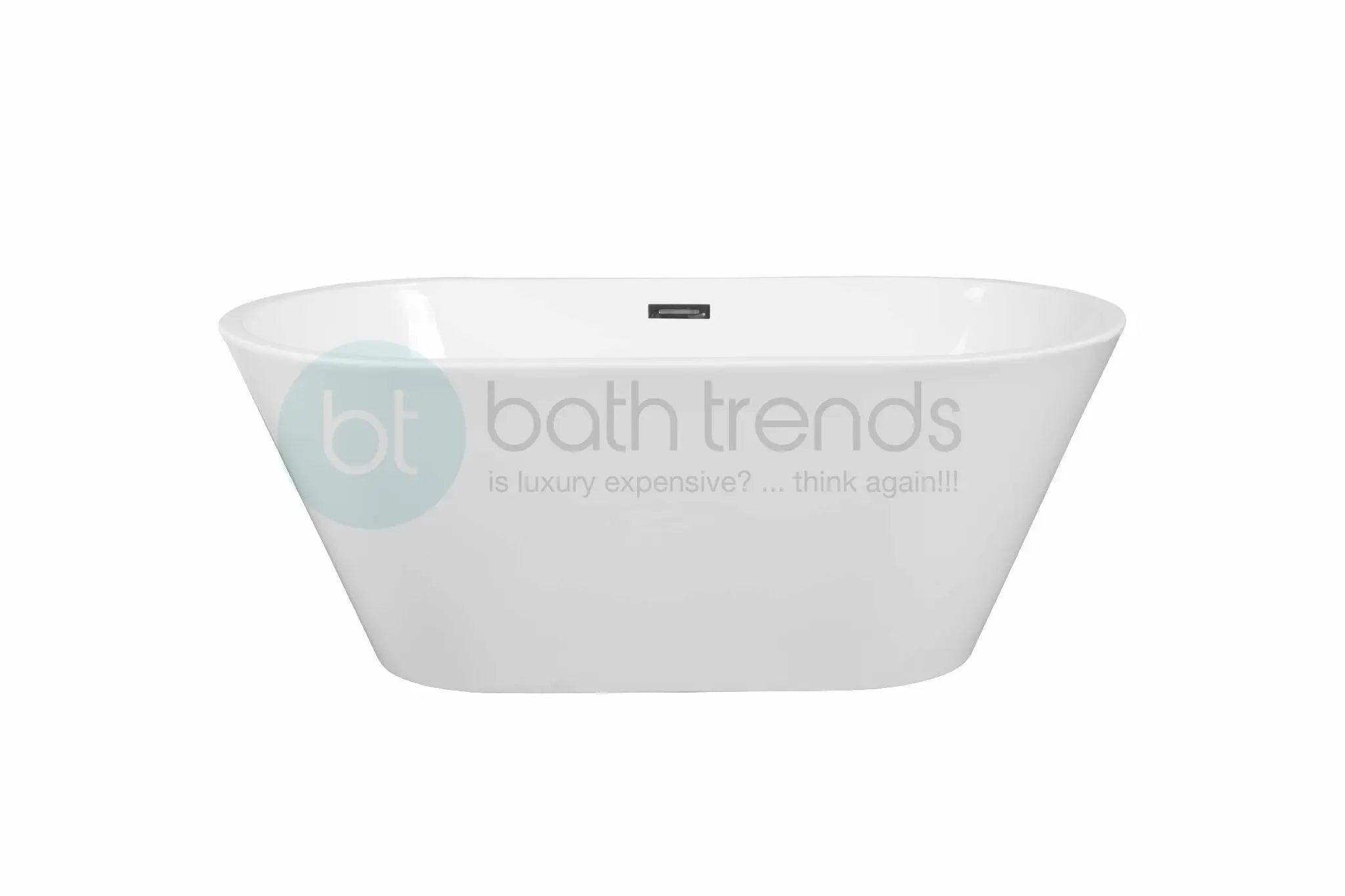 SkySea Bathtub 59 White Acrylic Freestanding Soaker, Center Drain And Overflow