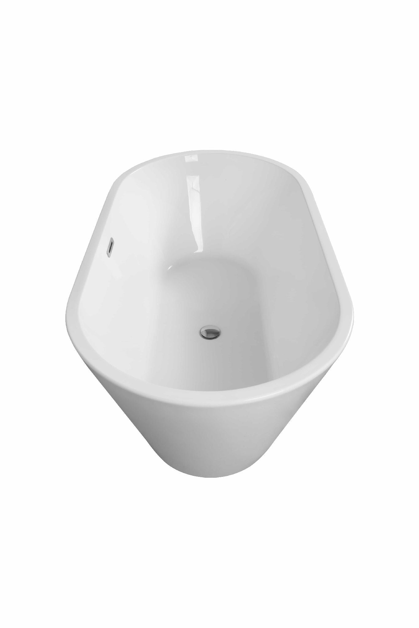 SkySea Bath Tub 67 White Acrylic Free Standing Soaker, Center Drain And Overflow