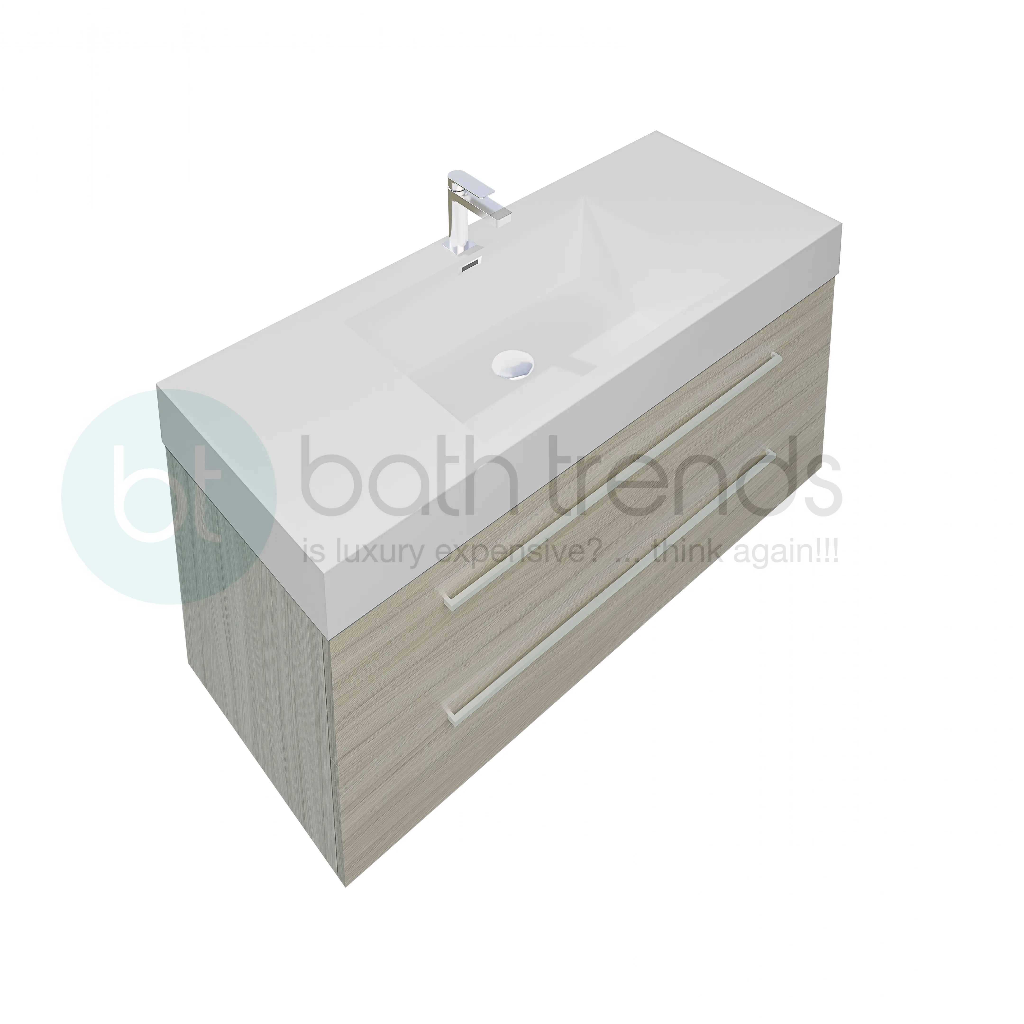 Maya 47.5 Nilo Grey Wood Texture Cabinet, Square Cultured Marble Sink, Wall Mounted Modern Vanity Set