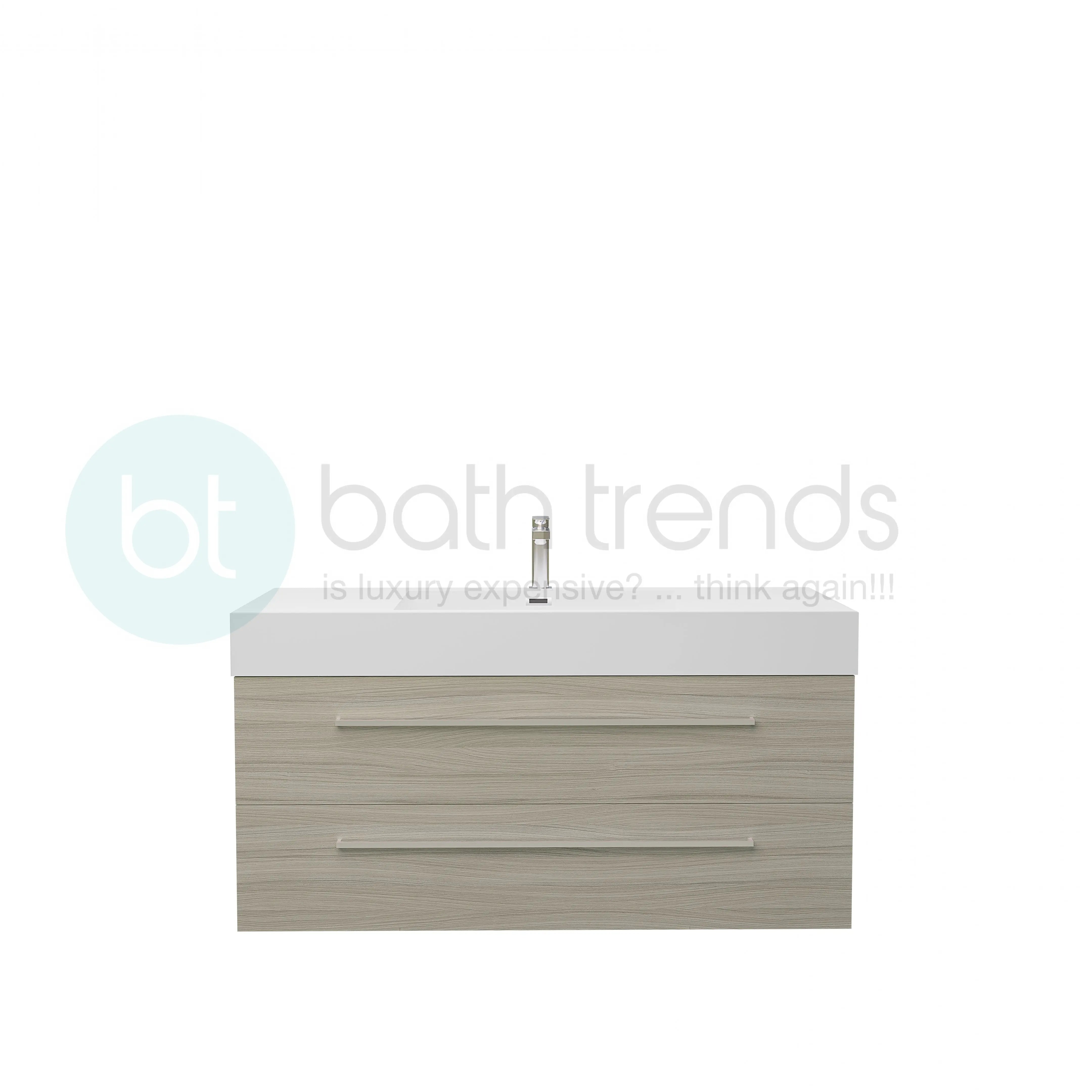 Maya 47.5 Nilo Grey Wood Texture Cabinet, Square Cultured Marble Sink, Wall Mounted Modern Vanity Set