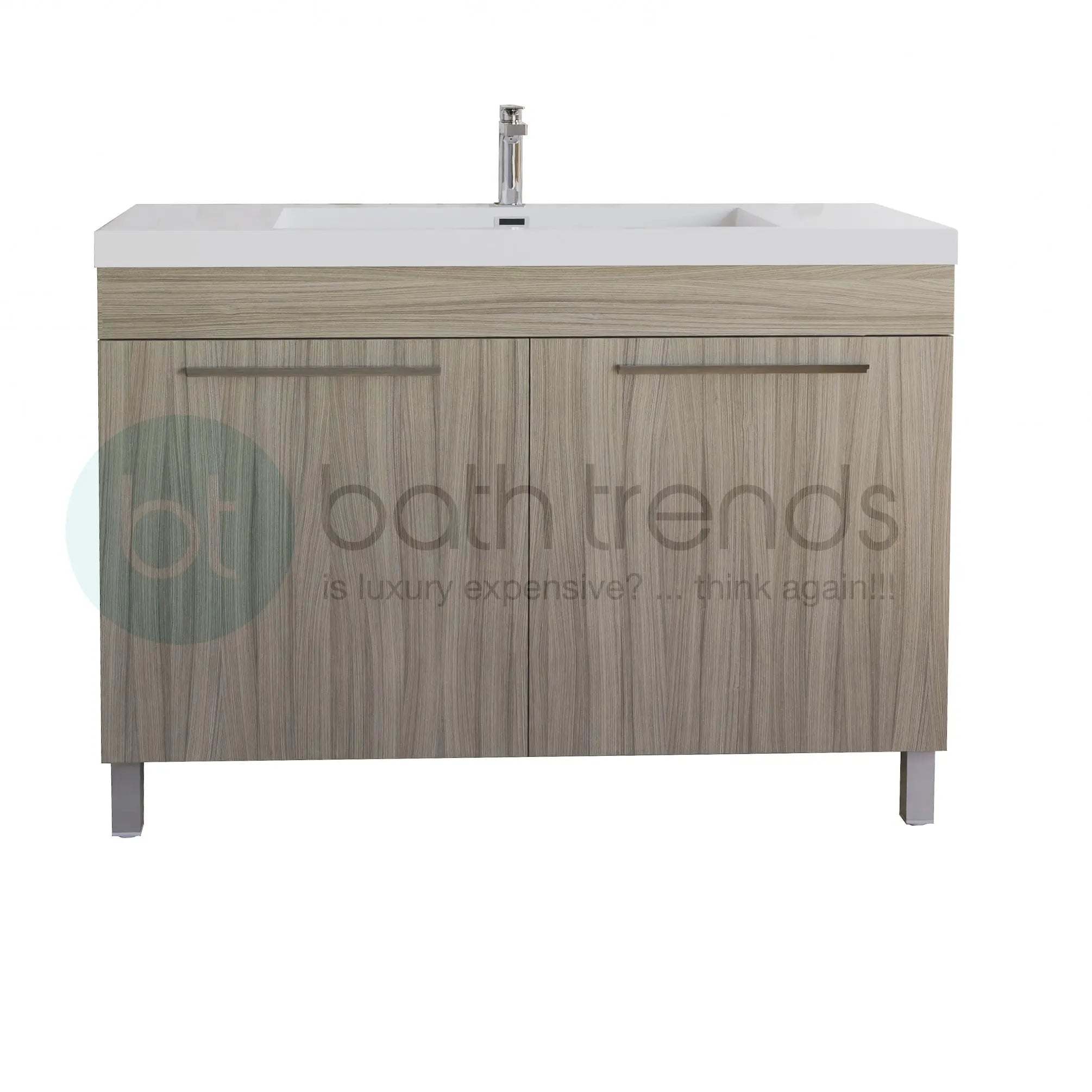 Ocean 39.5 Nilo Grey Wood Texture Cabinet, Square Cultured Marble Sink, Free Standing Vanity Set