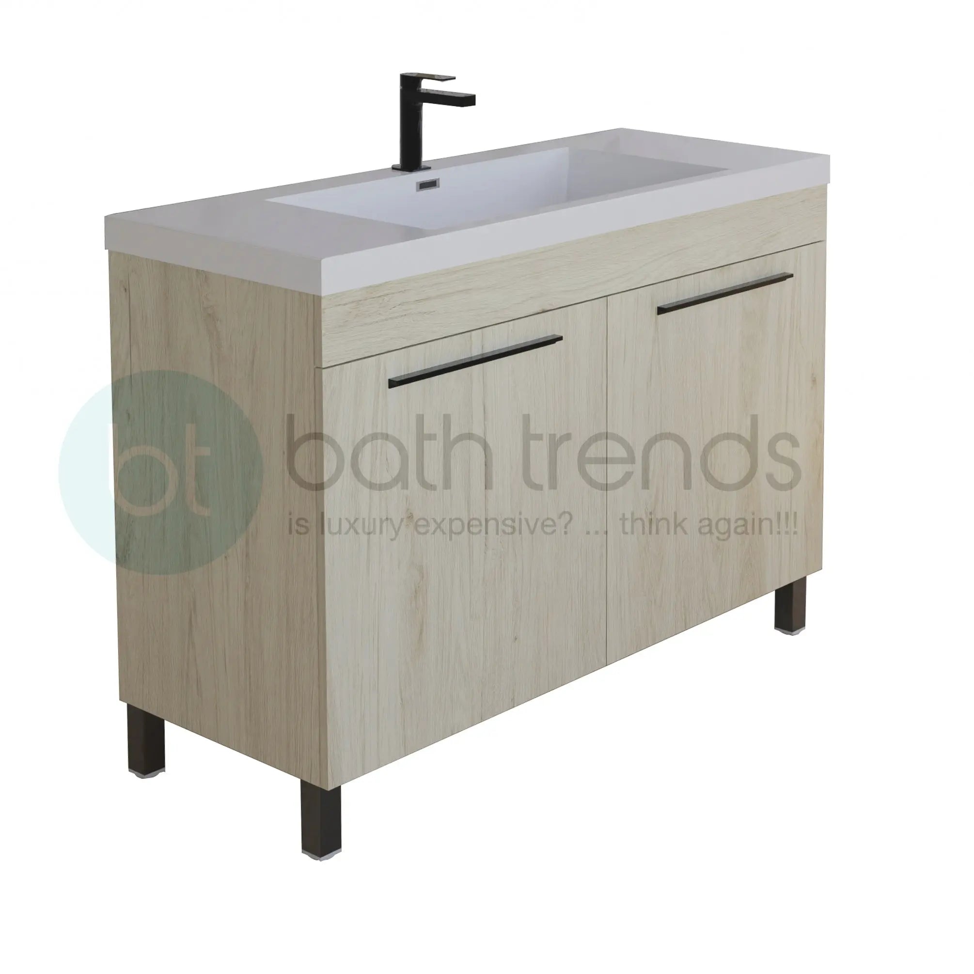 Ocean 39.5 Oak Cabinet, Square Cultured Marble Sink, Free Standing Vanity Set