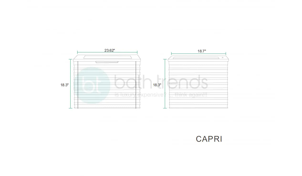 Capri 23.5 Natural Oak Cabinet, Solid Surface Sink, Wall Mounted Modern Vanity Set