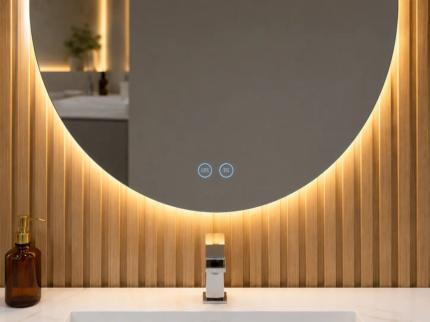 Aquamoon TearDrop LED Bathroom Mirror 31" x 48" Wall Mounted With Bottom Front Touch On/Off 6000K High Lumen