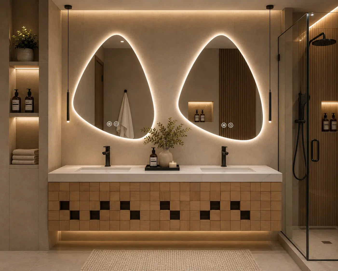 Aquamoon AXIS A LED Bathroom Mirror 31" x 48" Wall Mounted With Bottom Front Touch On/Off Switch 6000K High Lumen