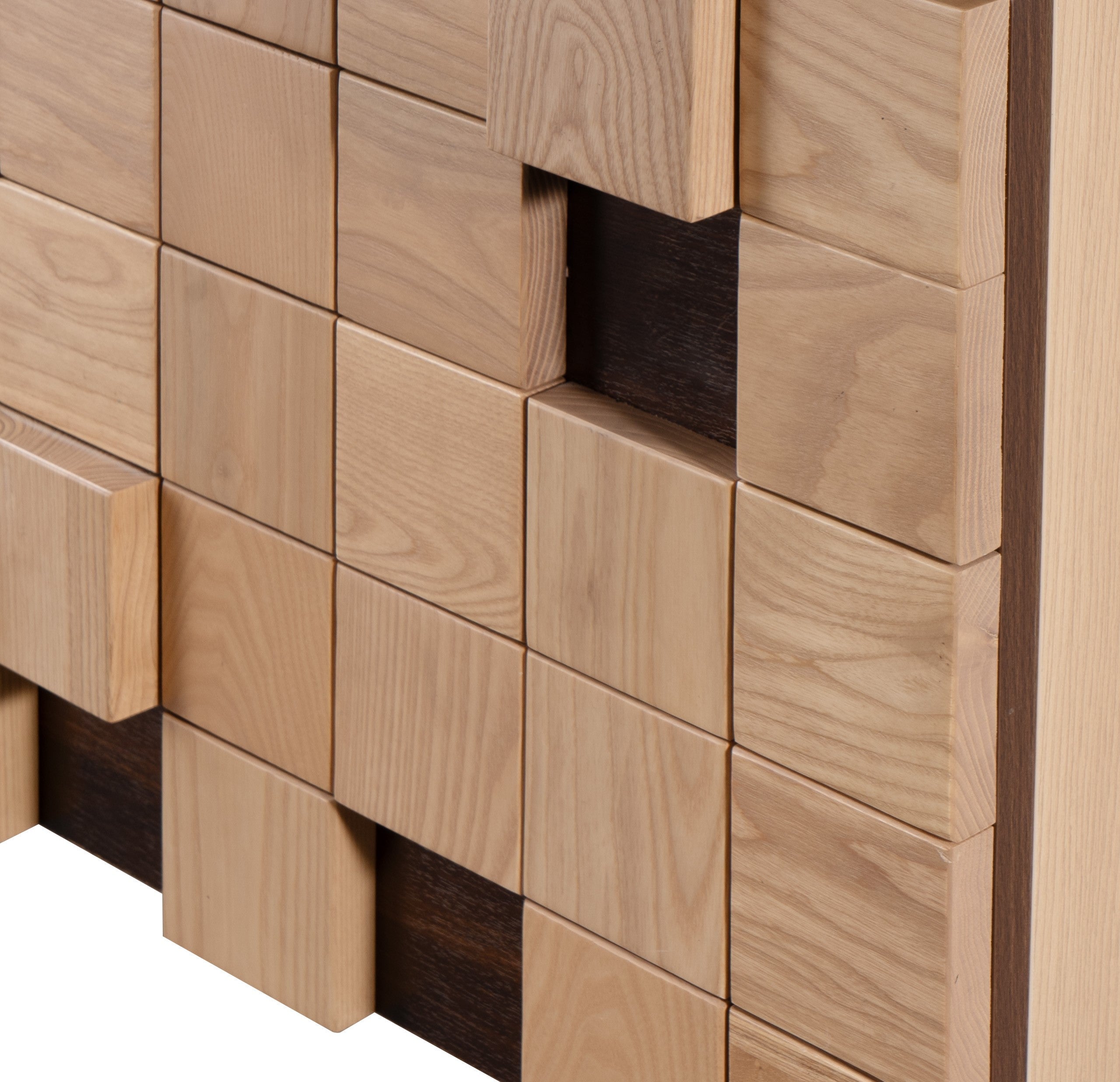 Darko 47.5 Double Natural Oak Cabinet, Solid Surface ORUS Sink, Wall Mounted Modern Vanity Set