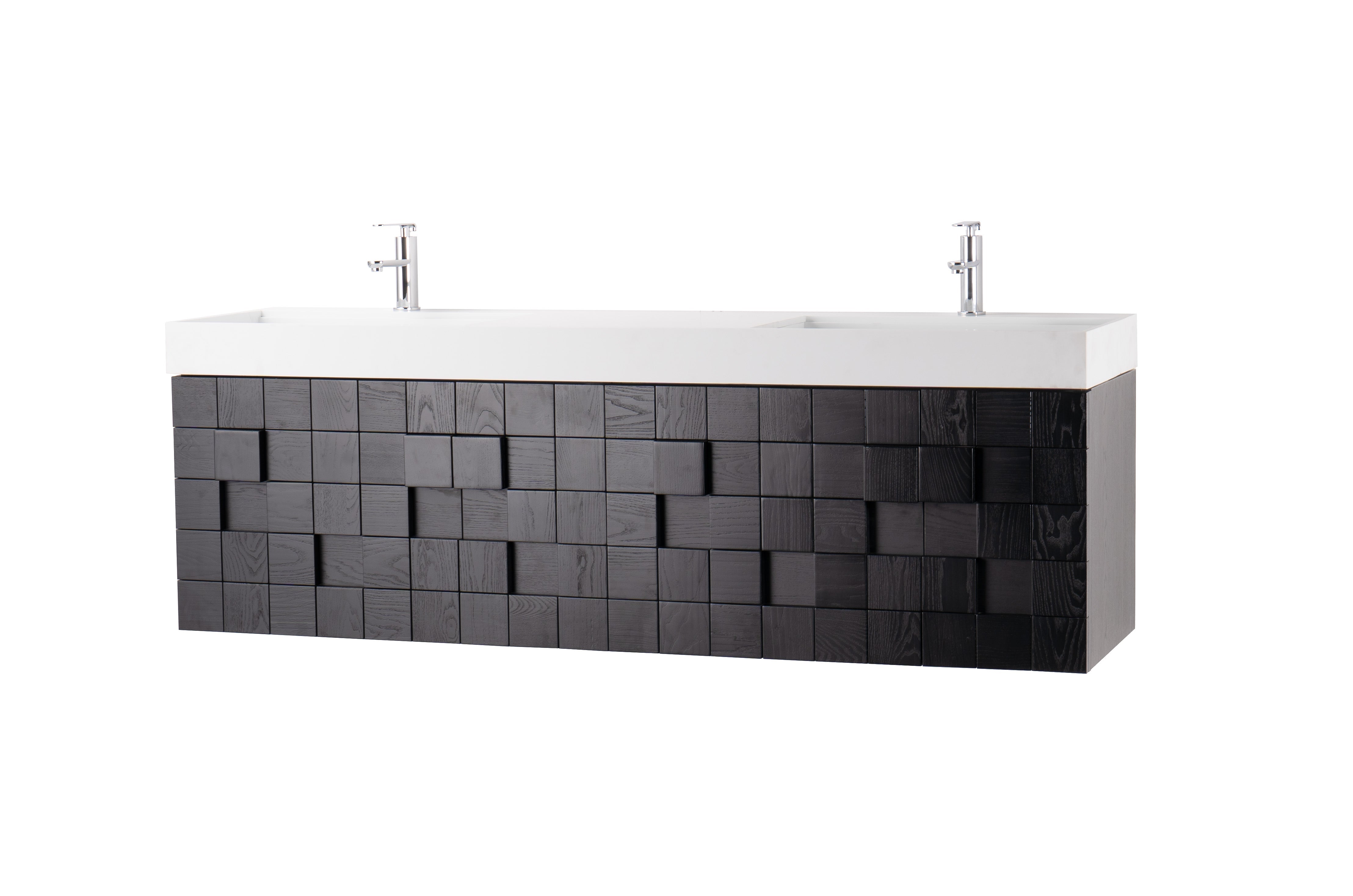 Darko 80 Single Natural Oak Cabinet, Solid Surface ORUS Sink, Wall Mounted Modern Vanity Set