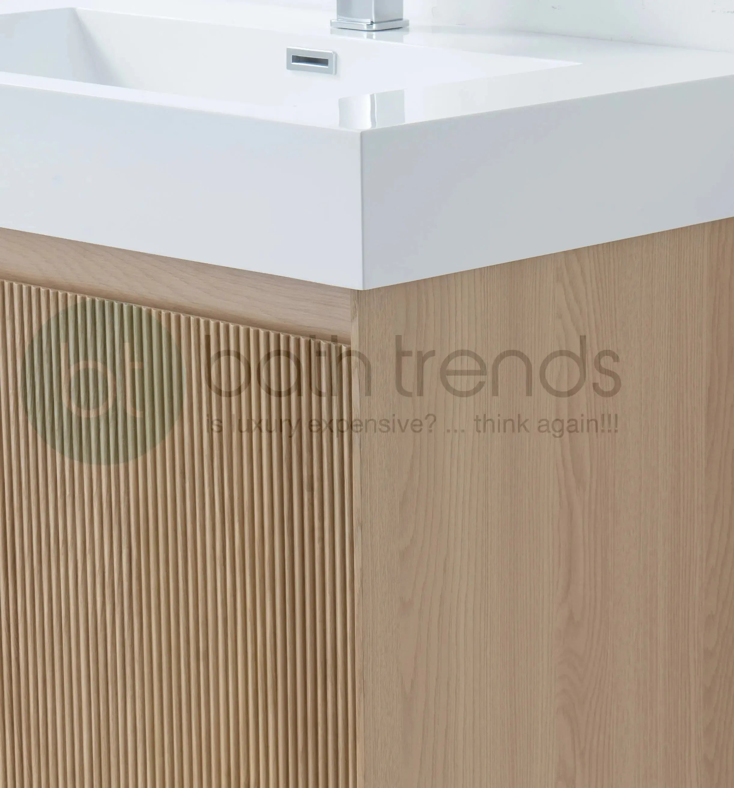 Miami 31.5 Natural Oak Cabinet, Square Cultured Marble Sink, Wall Mounted Modern Vanity Set