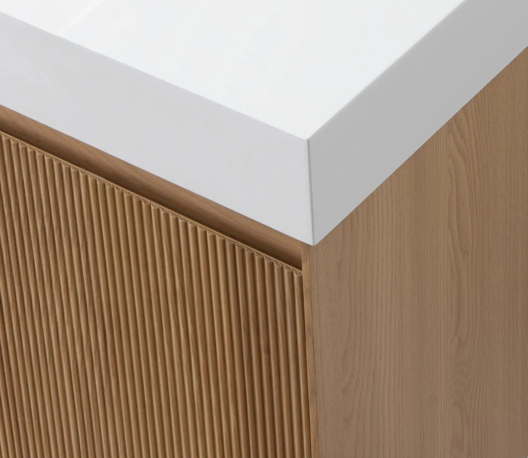 Miami 39.5 Natural Oak Cabinet, infinity Cultured Marble Sink, Wall Mounted Modern Vanity Set