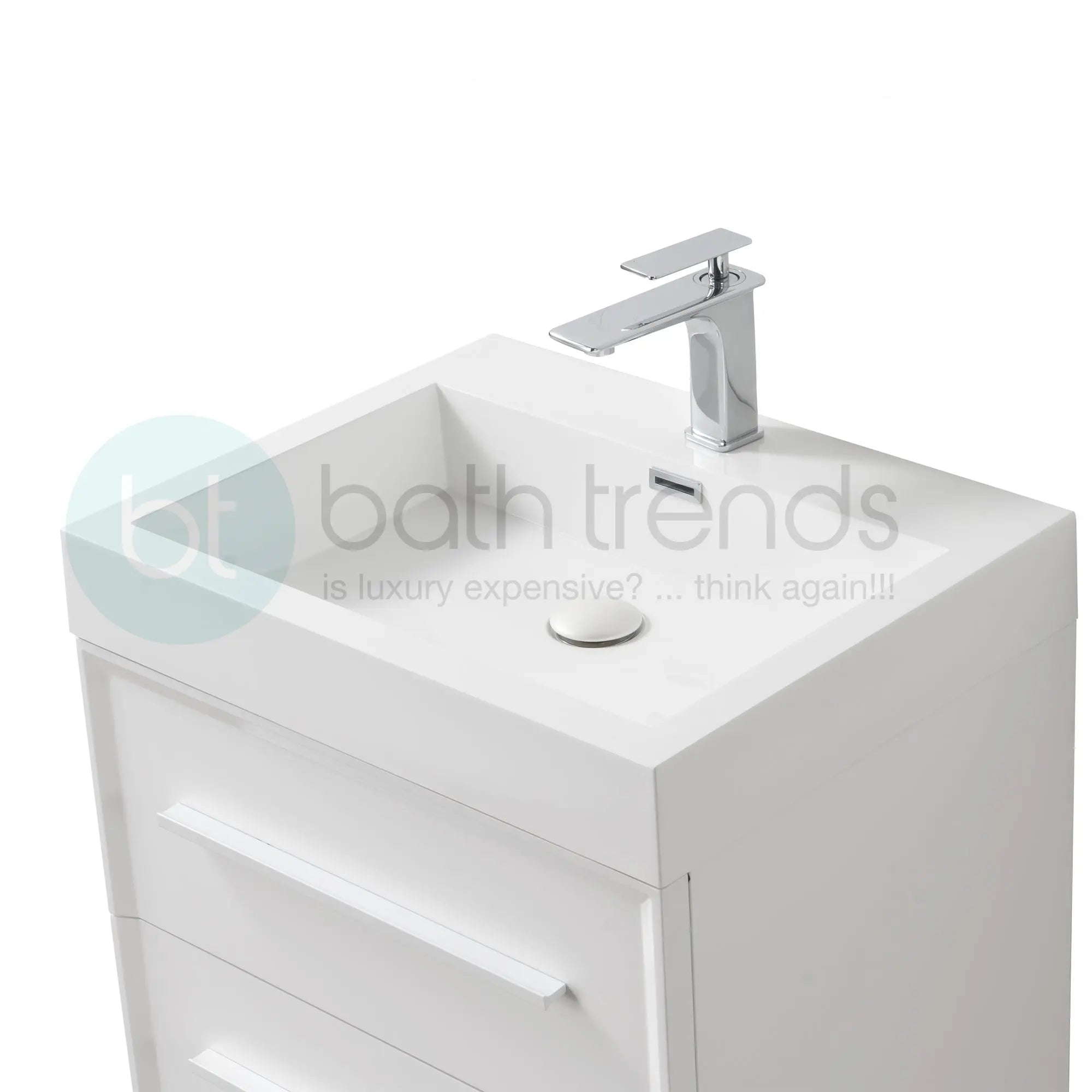 Ibiza 23.5 White Cabinet, Infinity Cultured Marble Sink, Wall Mounted Modern Vanity Set