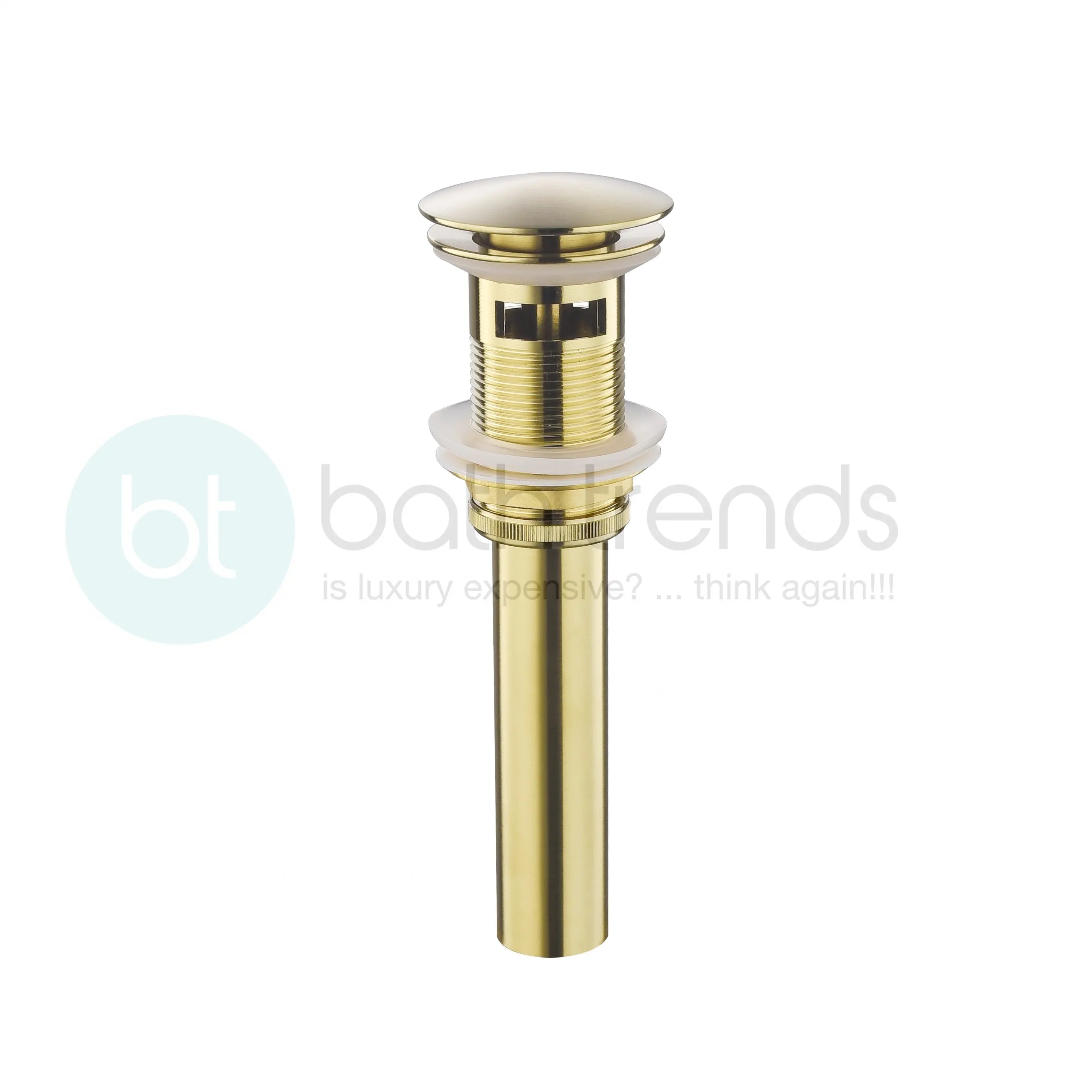 Aquamoon Bathroom Faucet Vessel Vanity Sink Round Pop Up Drain Stopper with Overflow, Brush Gold Finish PP0205