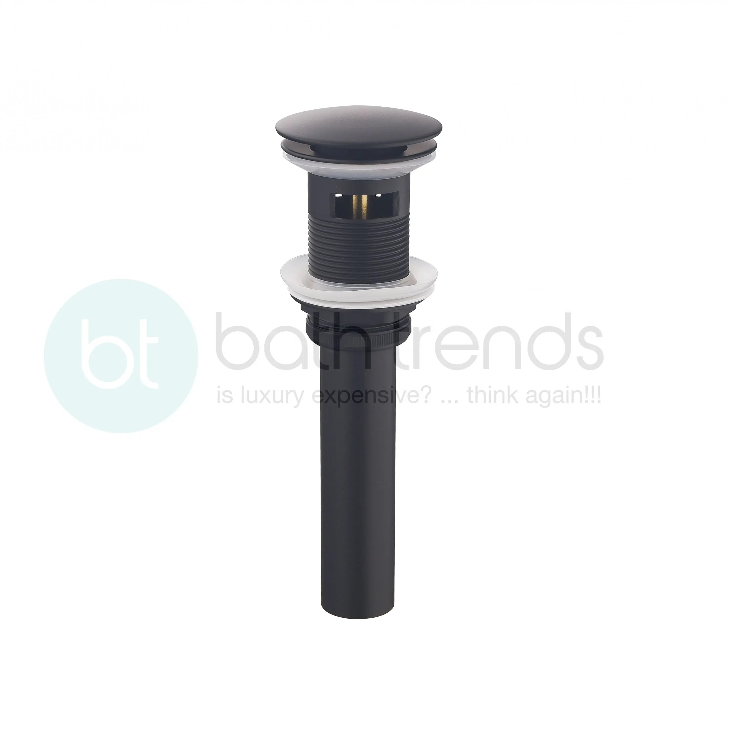 Aquamoon Bathroom Faucet Vessel Vanity Sink Round Pop Up Drain Stopper with Overflow, Matte Black Finish PP0203