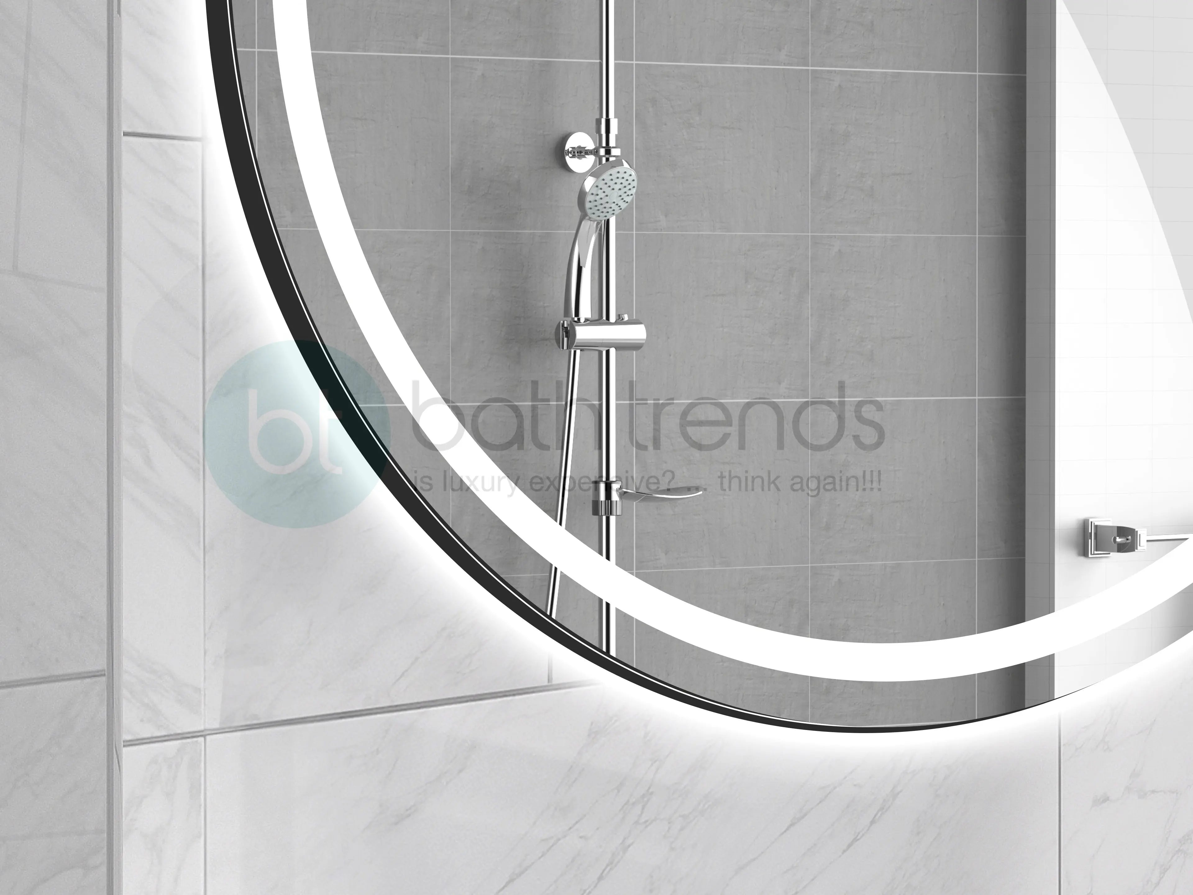 Aquamoon 2575 LED Bathroom Round Mirror 48" x 48" Wall Mounted Side Switch 6000K High Lumen