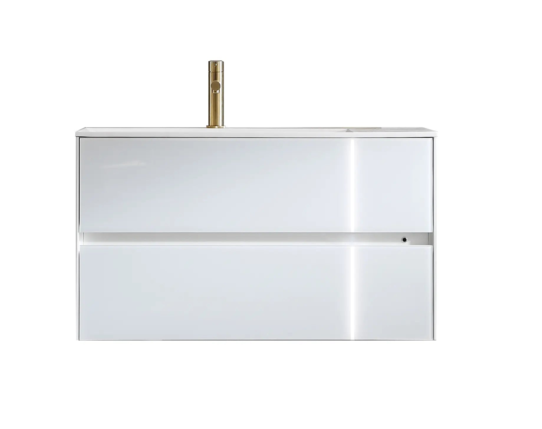 Essenza 35.5" Cabinet, Square Cultured Marble Sink, Wall Mounted Modern Vanity Set