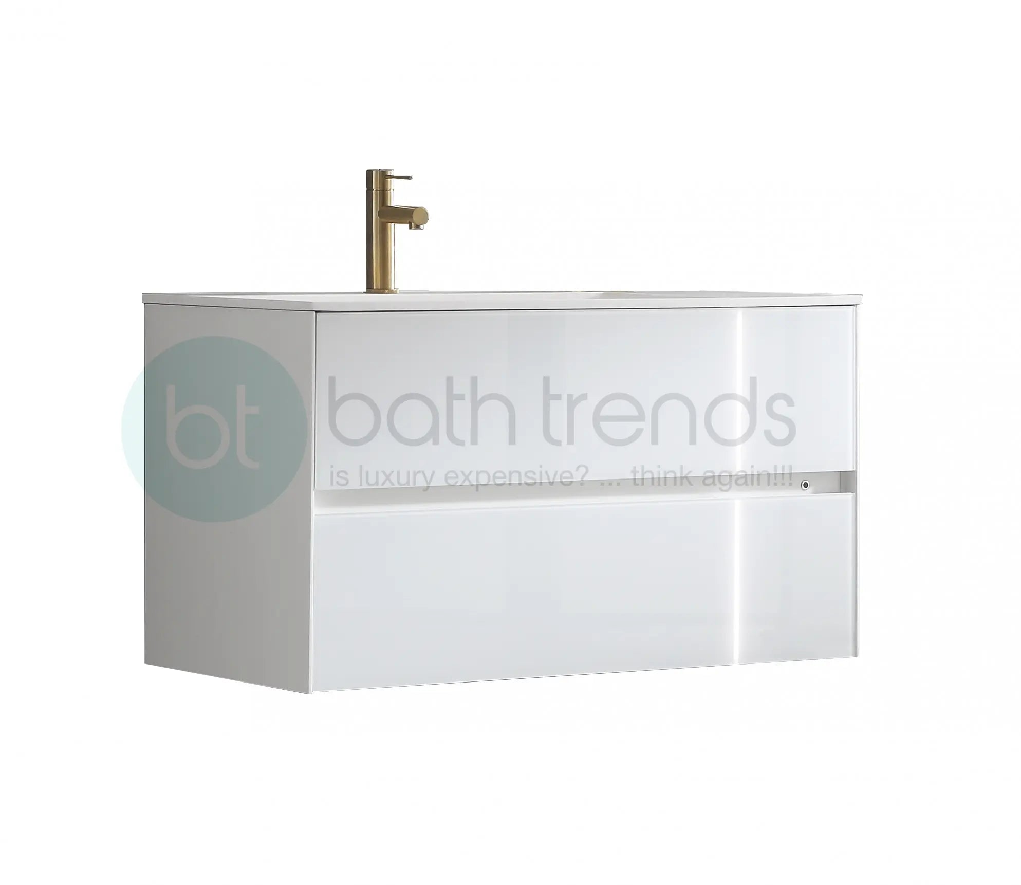 Essenza 35.5" Cabinet, Square Cultured Marble Sink, Wall Mounted Modern Vanity Set