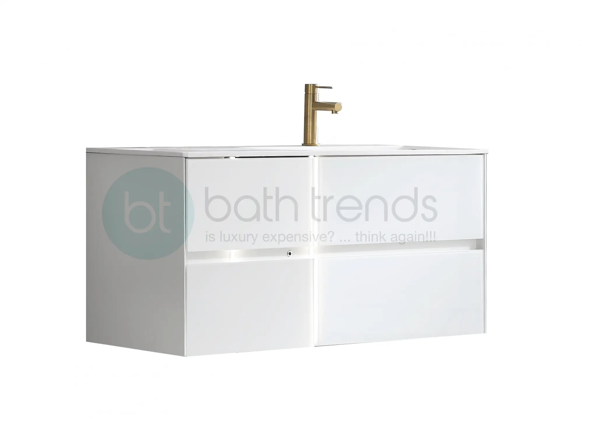 Essenza 47.5" Cabinet, Square Cultured Marble Sink, Wall Mounted Modern Vanity Set