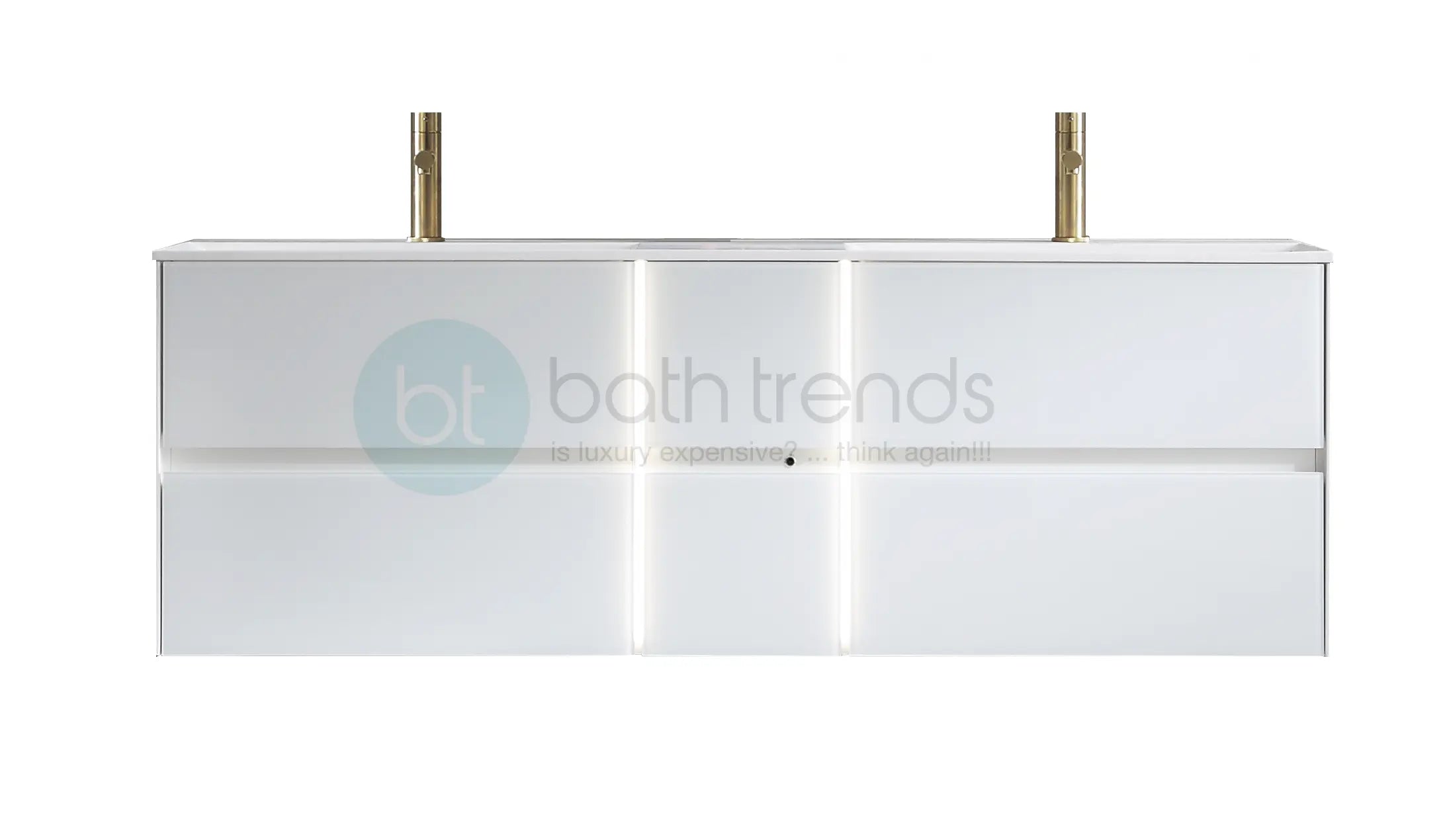 Essenza 59.5" Cabinet, Square Cultured Marble Sink, Wall Mounted Modern Double Vanity Set