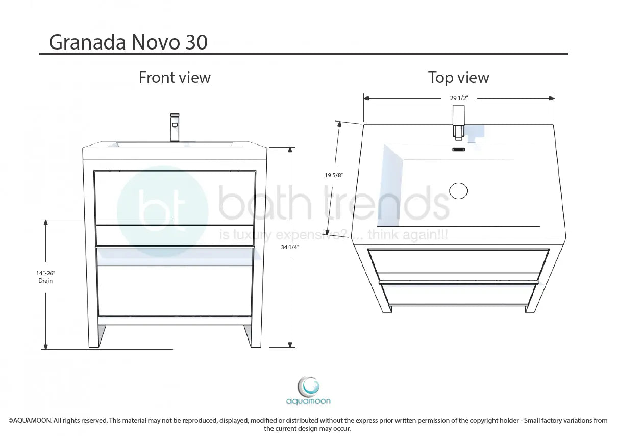 Granada 35.5 Natural Oak With Chrome Handle Cabinet, Square Cultured Marble Sink, Free Standing Modern Vanity Set