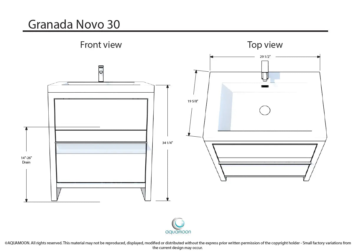 Granada 29.5 Nordic Green With Brush Gold Handle Cabinet, Square Cultured Marble Sink, Free Standing Modern Vanity Set