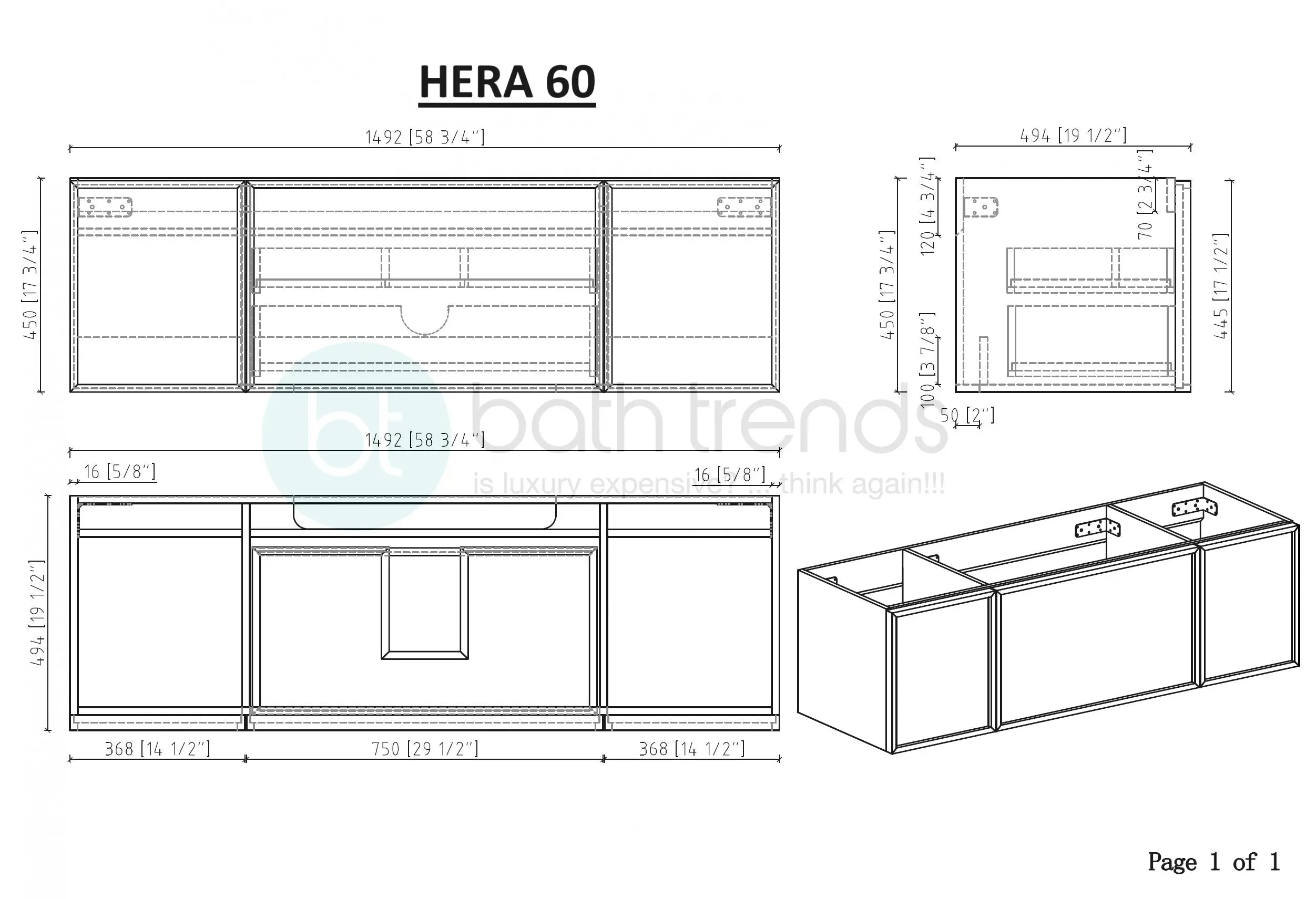 Hera 59.5 Natural Oak Cabinet, Square Cultured Marble Sink, Wall Mounted Modern Vanity Set Square Cultured Marble