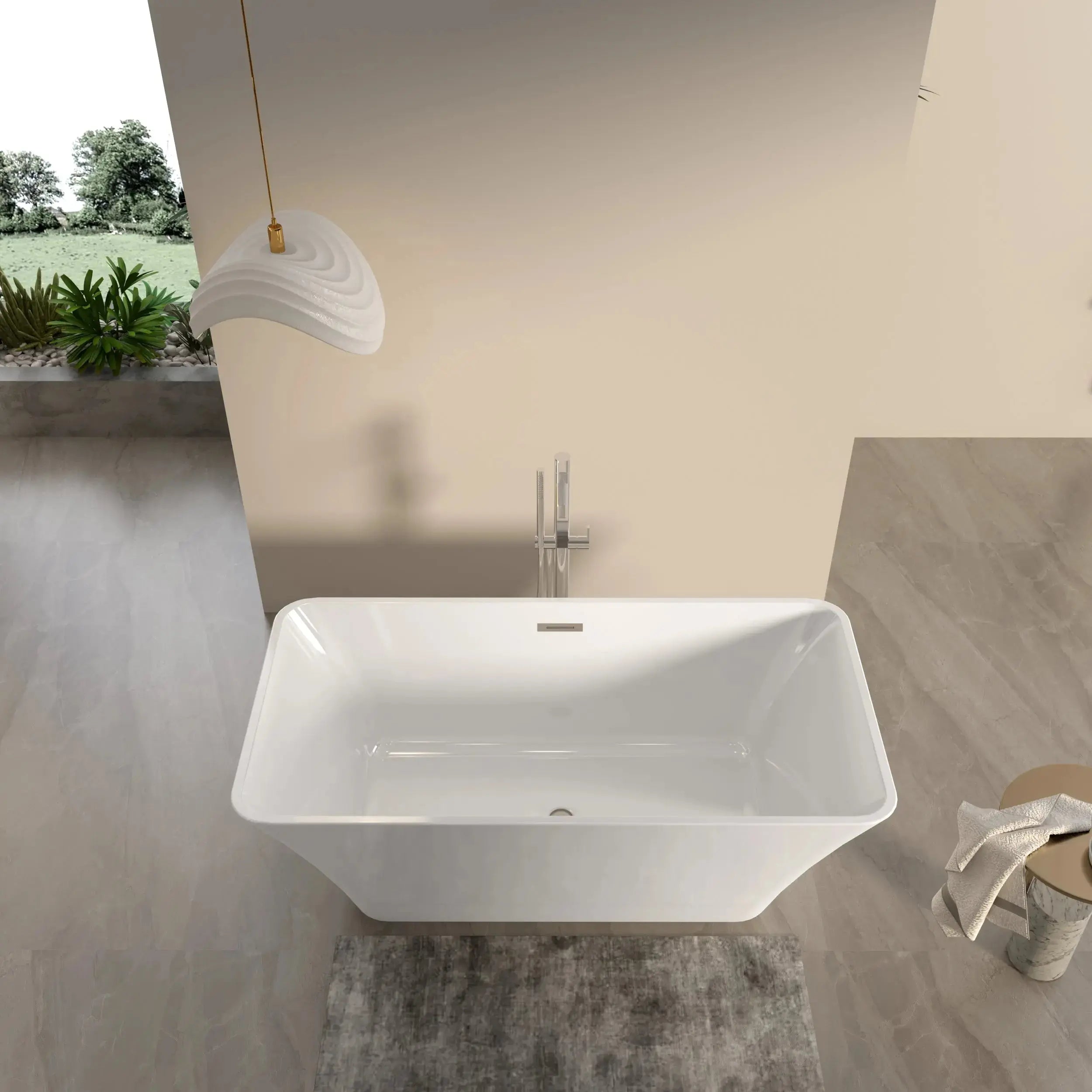 Liberty Bathtub 67 White Acrylic Freestanding Soaker, Center Drain And Overflow