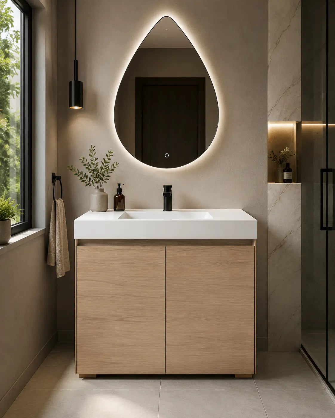 Dali 31.5 Single Natural Oak Cabinet, Acrylic Square Sink, Freestanding Modern Vanity Set (Copy)