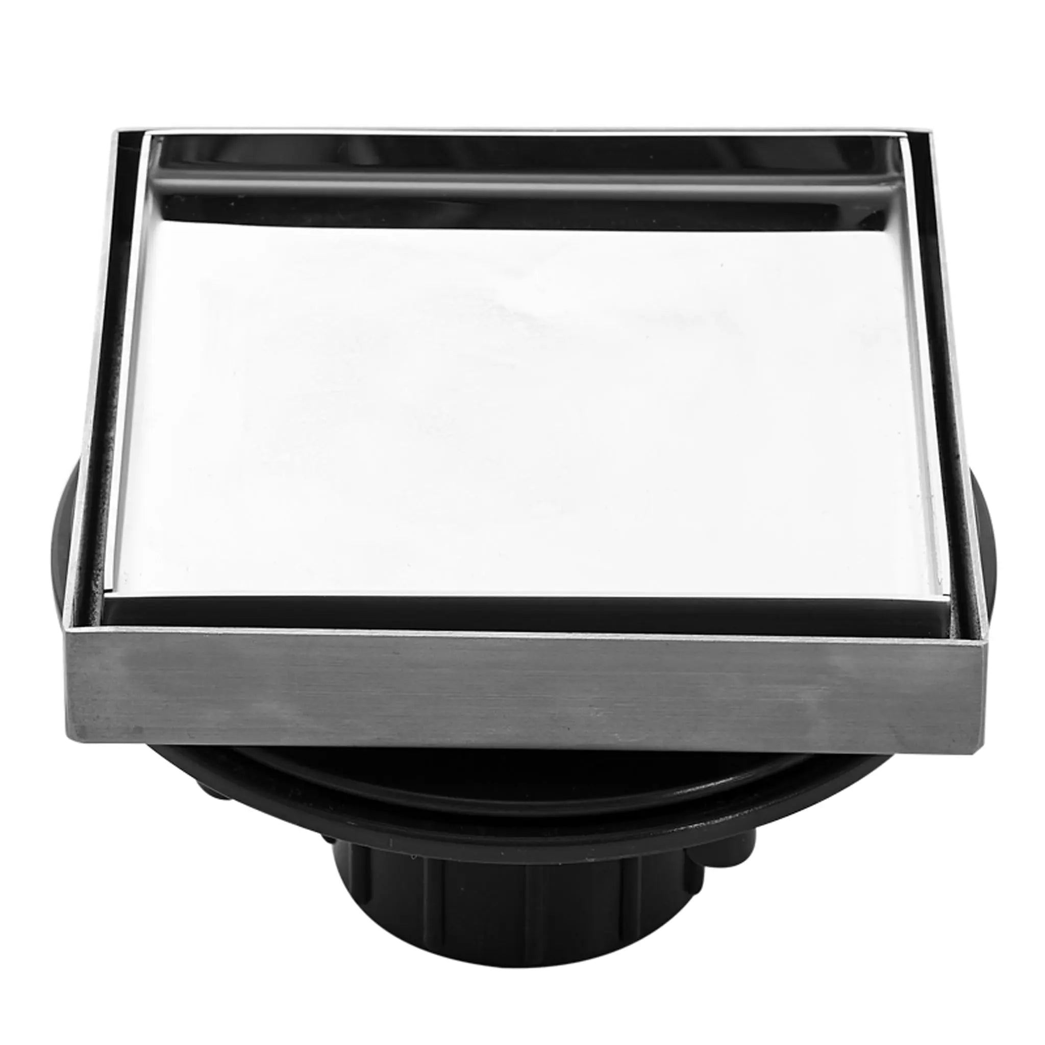 Aquamoon 4 x 4 Tile Inserted Linear Shower Drain, 316 Stainless Steel, Square with Hair Strainer and Fittings