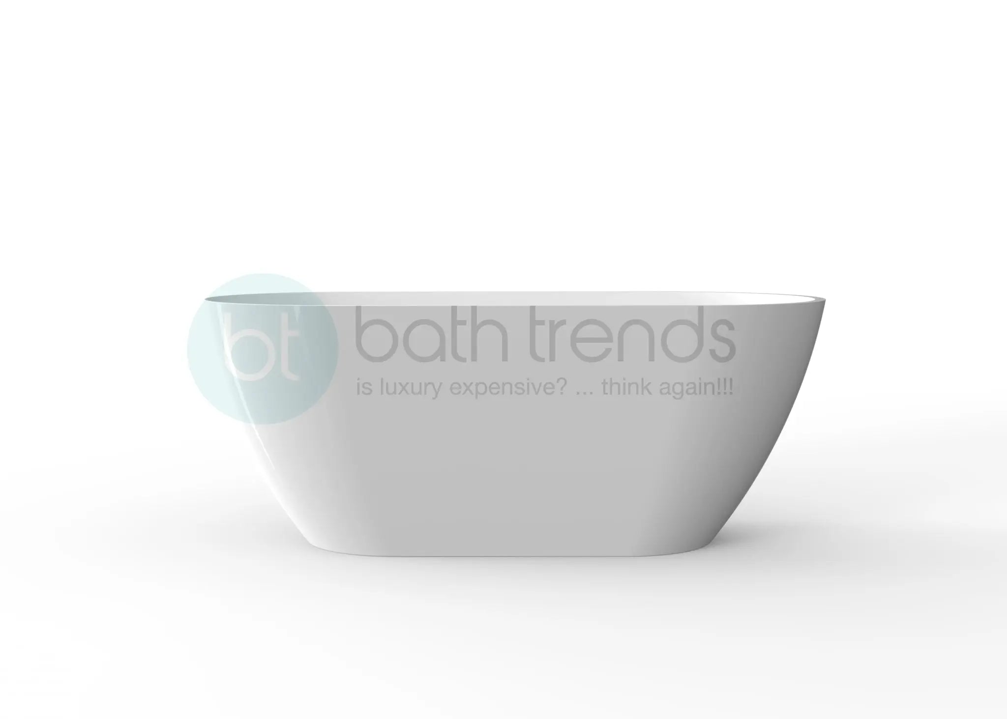 Aquamoon Flora Bathtub 59 White Acrylic Freestanding Soaker, Center Drain And Overflow